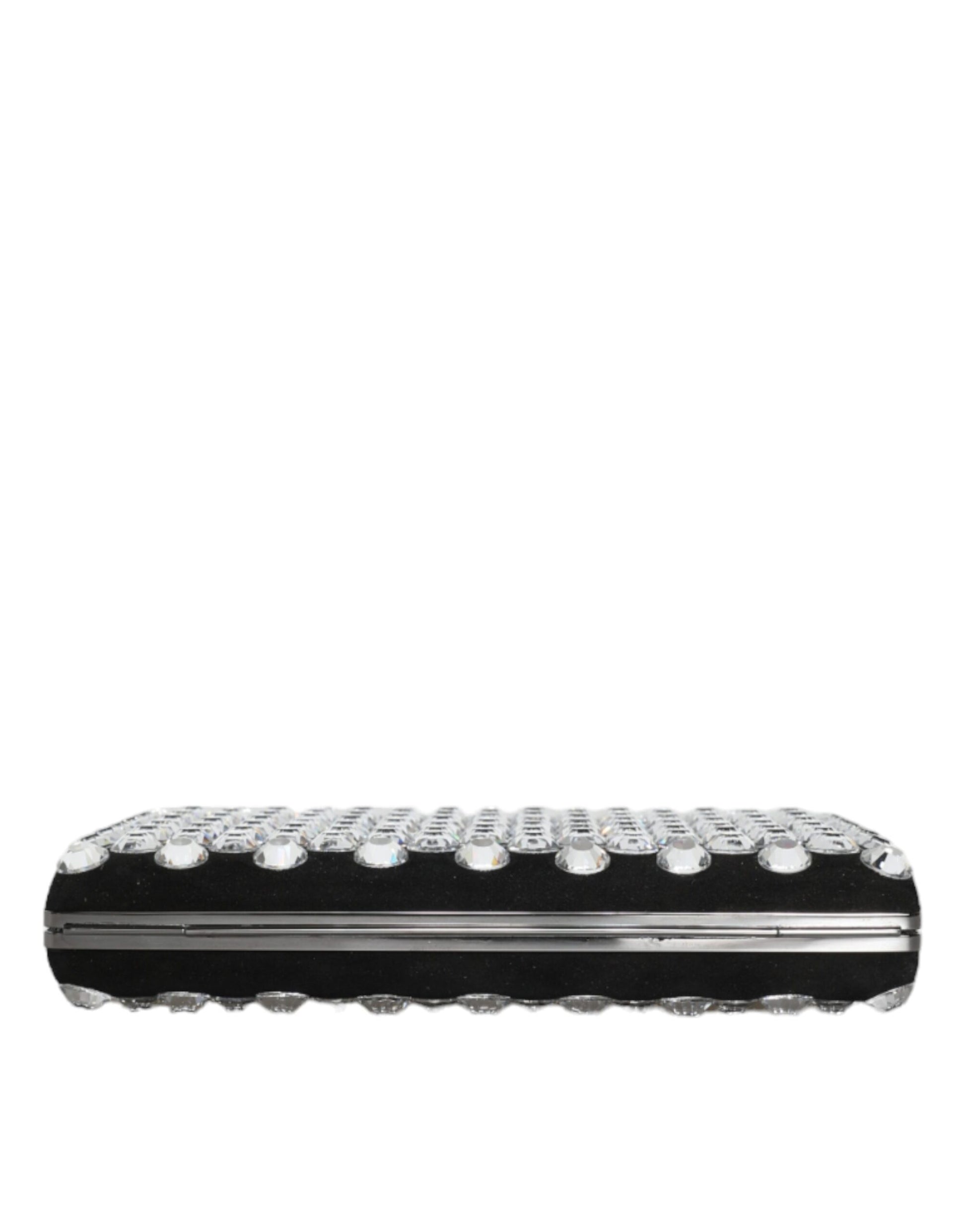 Dolce &amp; Gabbana Schwarze Samt-Clutch mit Kristallen für Abendpartys