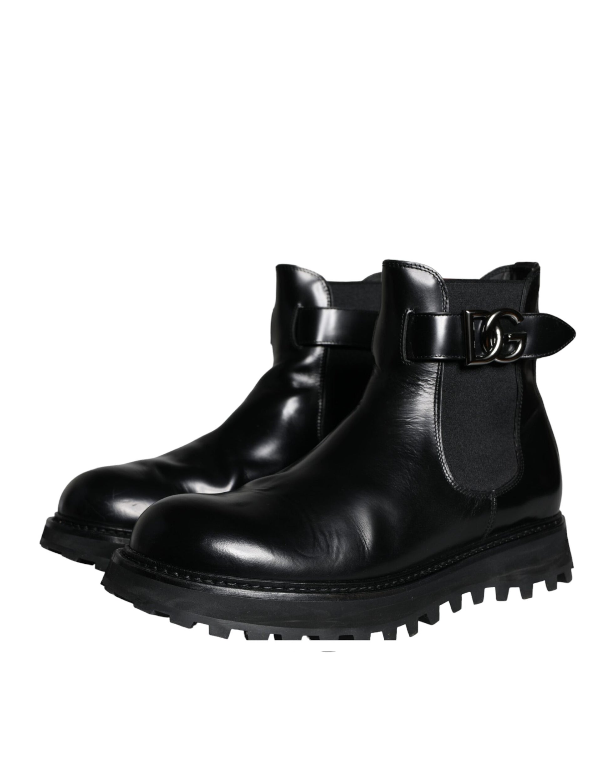 Dolce &amp; Gabbana – Chelsea-Stiefel mit schwarzem DG-Logo und Gürtel für Herren