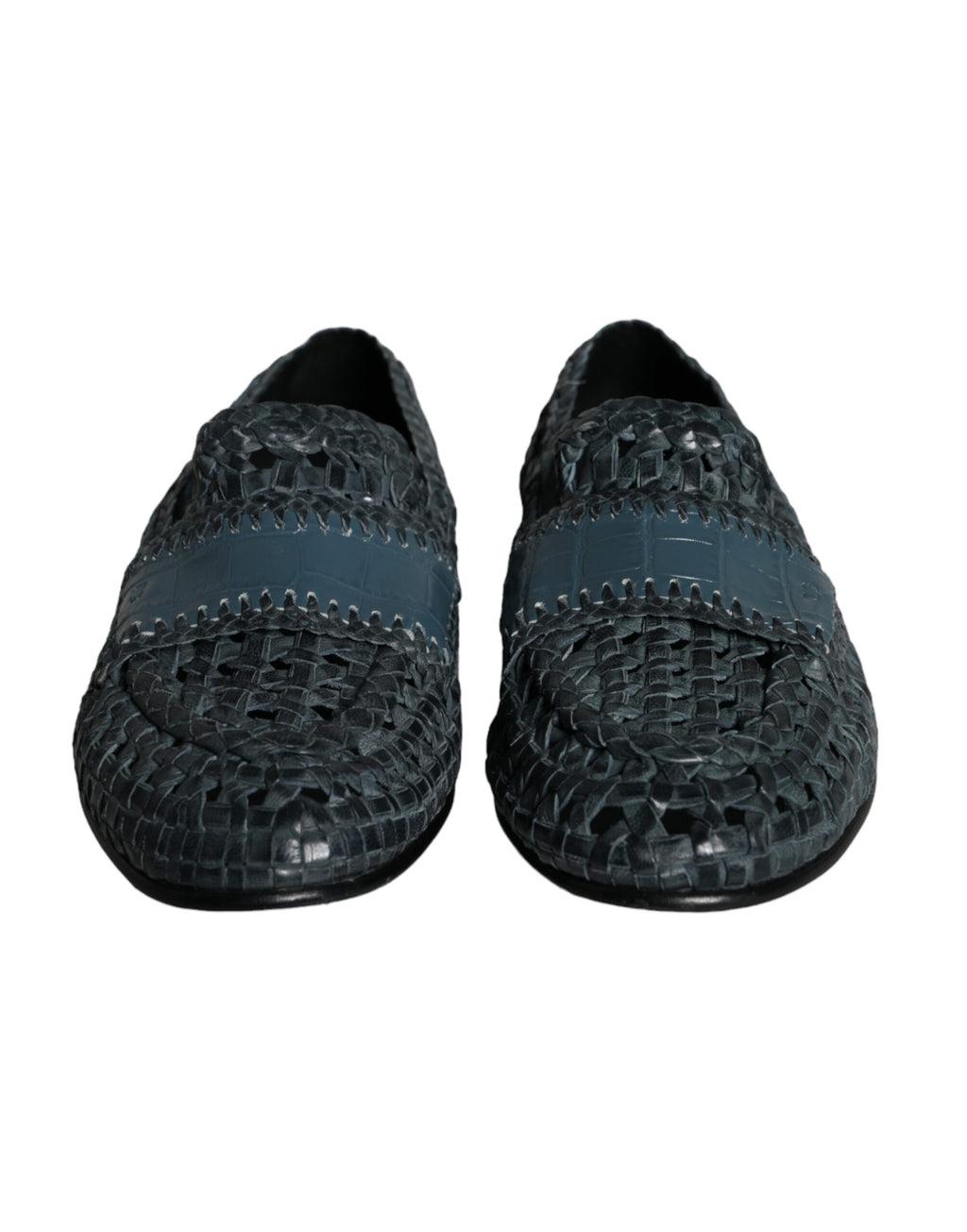 Dolce &amp; Gabbana Slipper aus gewebtem Leder in Blau Herren Schuhe