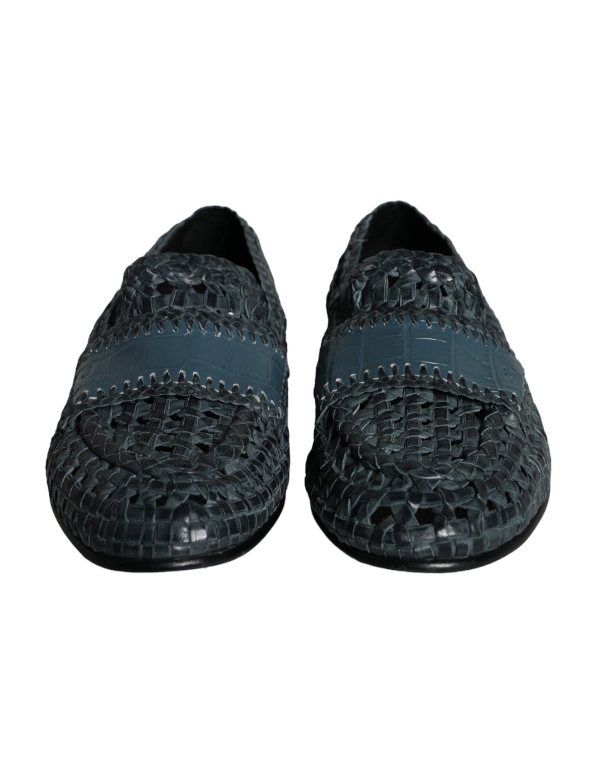 Dolce &amp; Gabbana Slipper aus gewebtem Leder in Blau Herren Schuhe