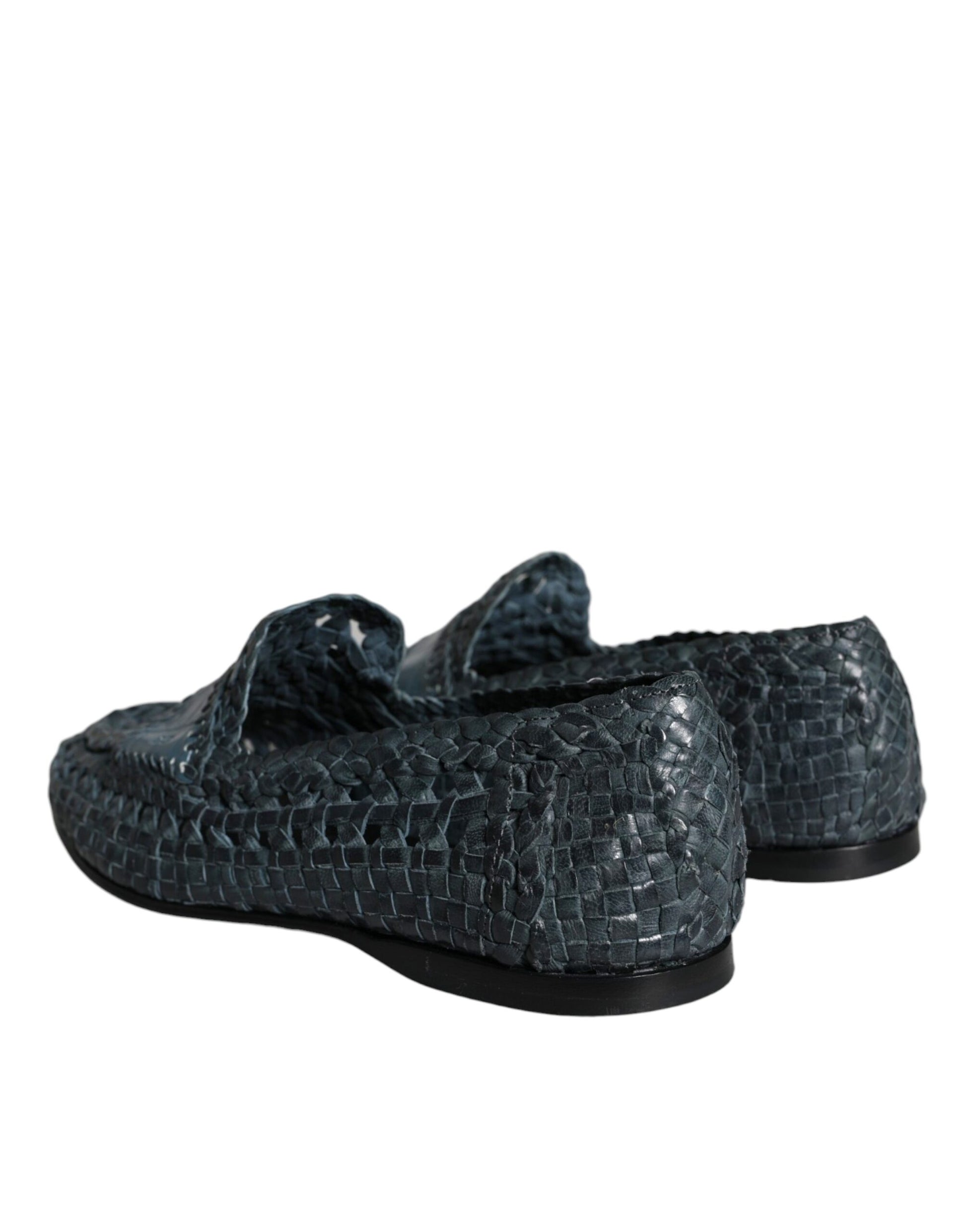 Dolce &amp; Gabbana Slipper aus gewebtem Leder in Blau Herren Schuhe