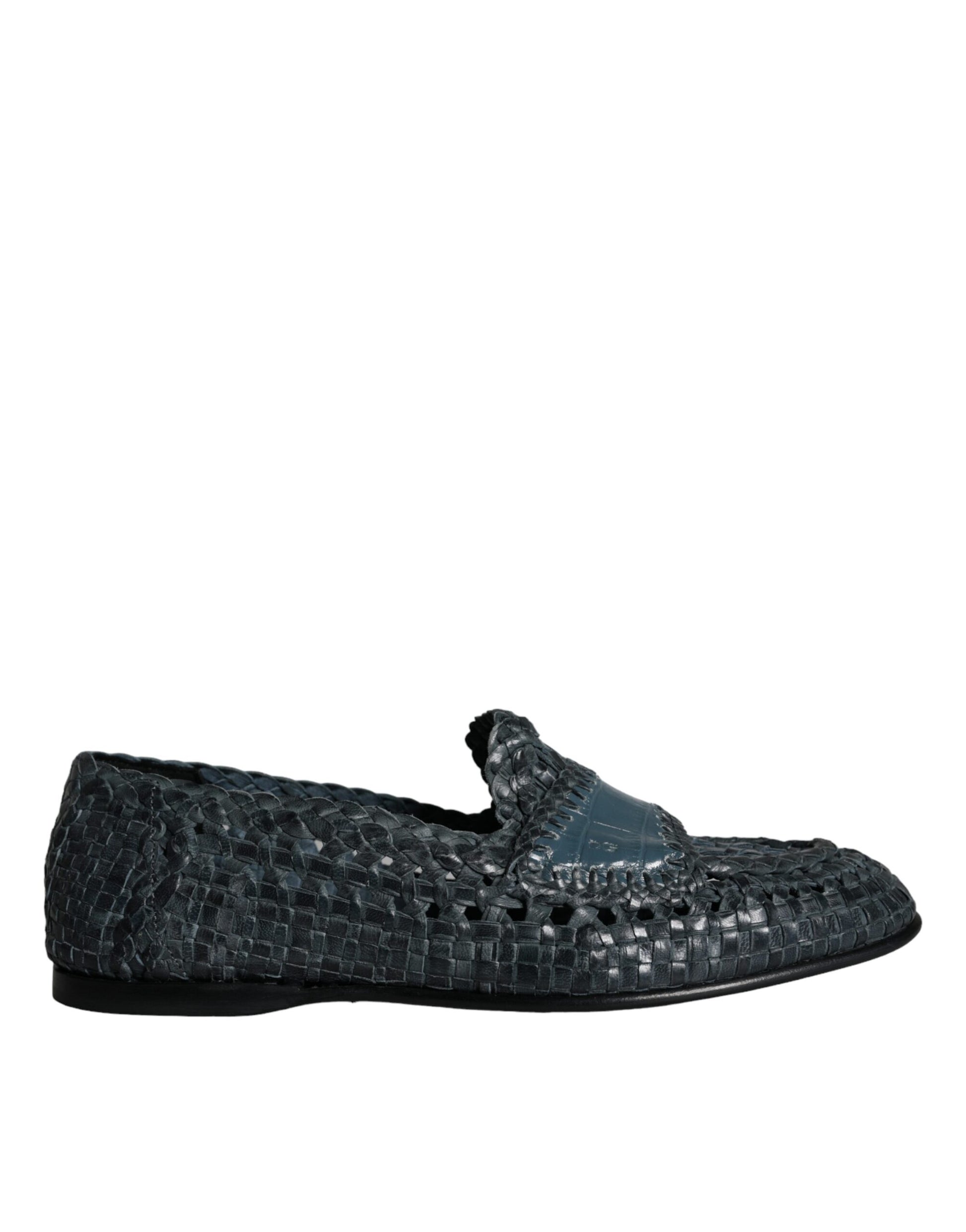 Dolce &amp; Gabbana Slipper aus gewebtem Leder in Blau Herren Schuhe