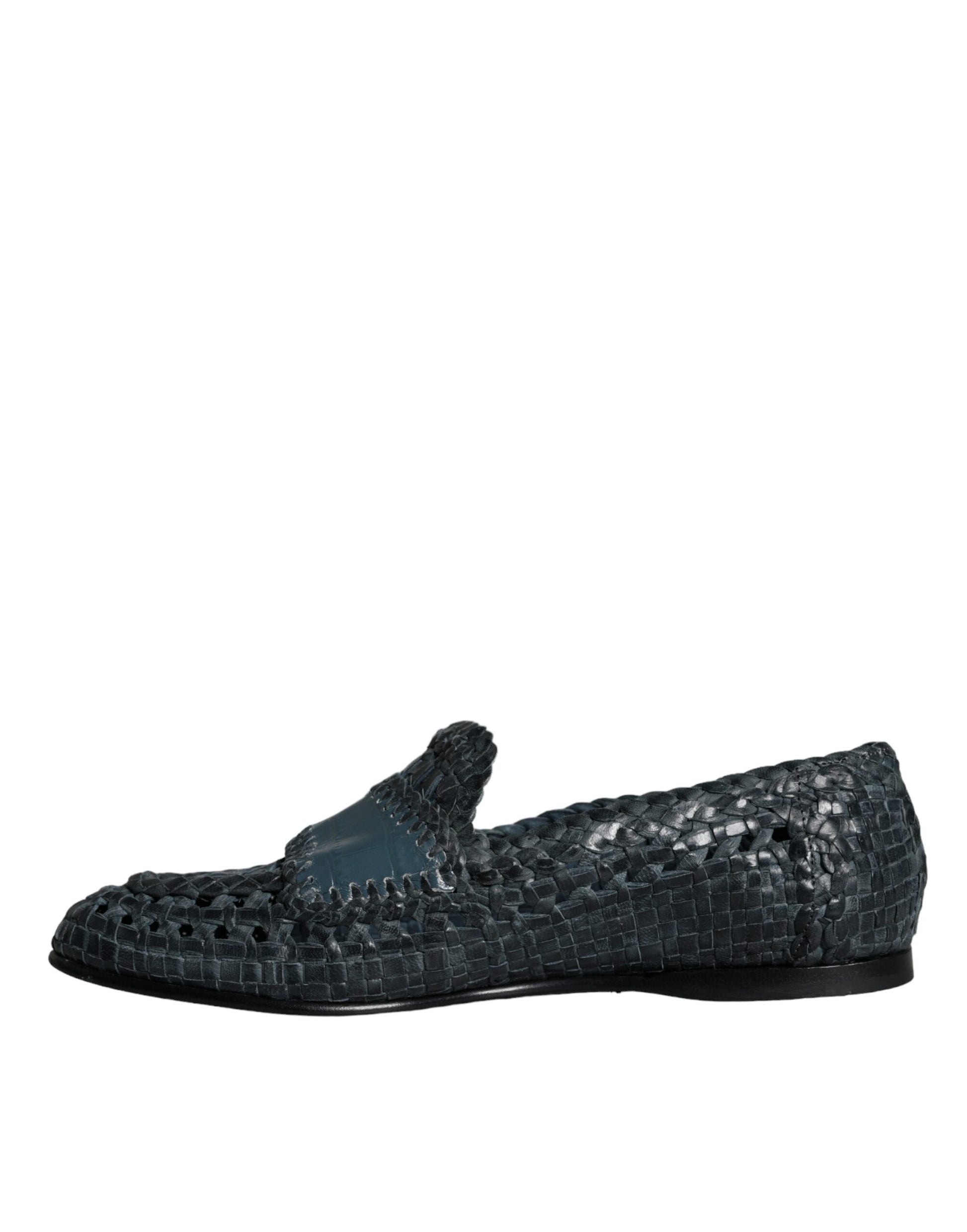 Dolce &amp; Gabbana Slipper aus gewebtem Leder in Blau Herren Schuhe