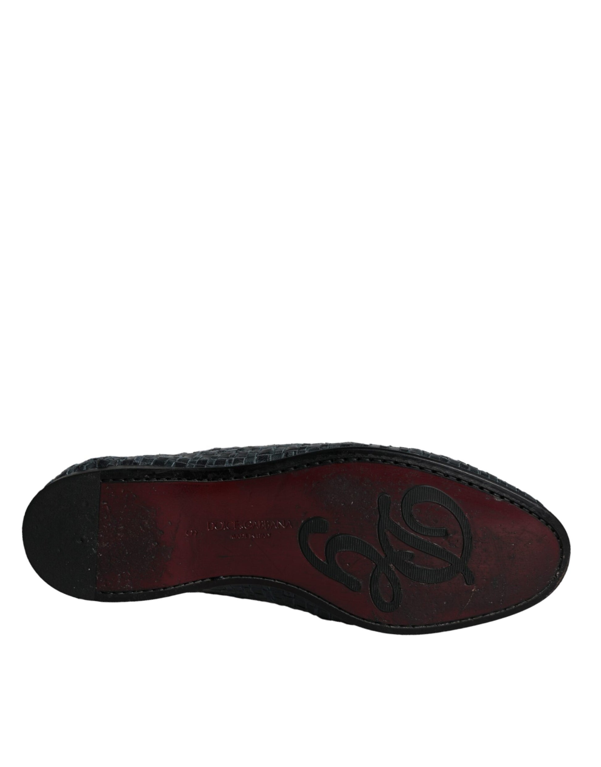 Dolce &amp; Gabbana Slipper aus gewebtem Leder in Blau Herren Schuhe