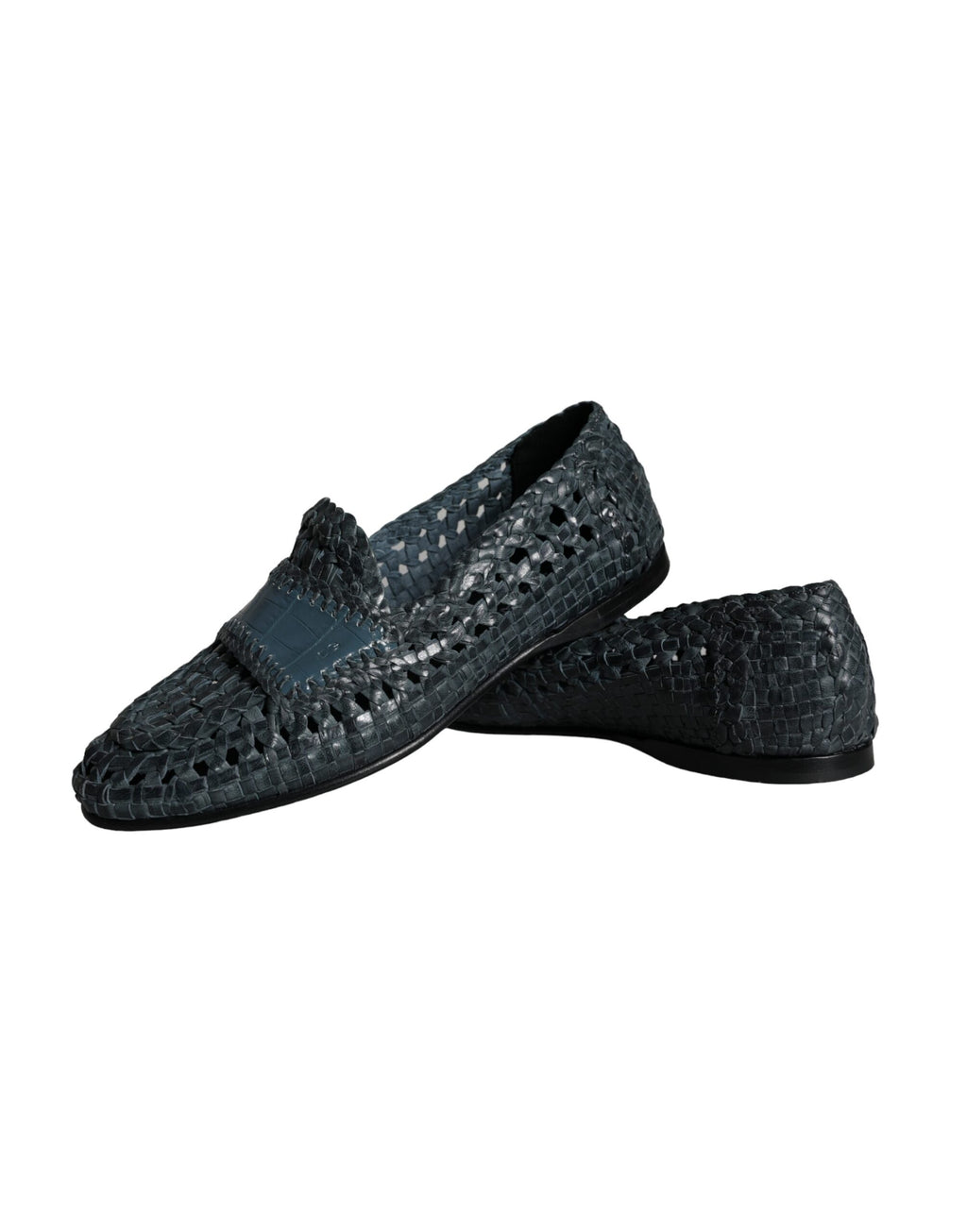 Dolce &amp; Gabbana Slipper aus gewebtem Leder in Blau Herren Schuhe