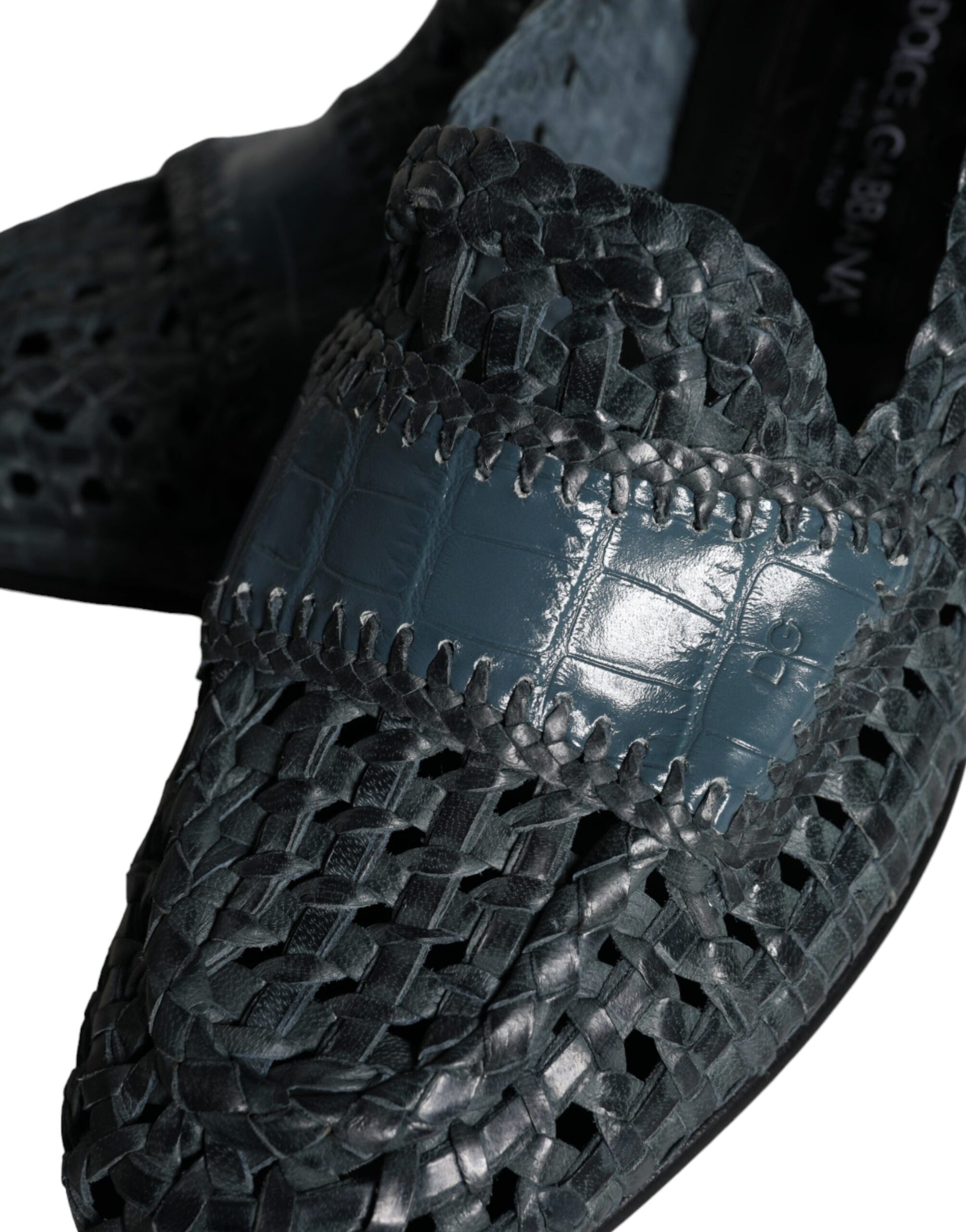 Dolce &amp; Gabbana Slipper aus gewebtem Leder in Blau Herren Schuhe