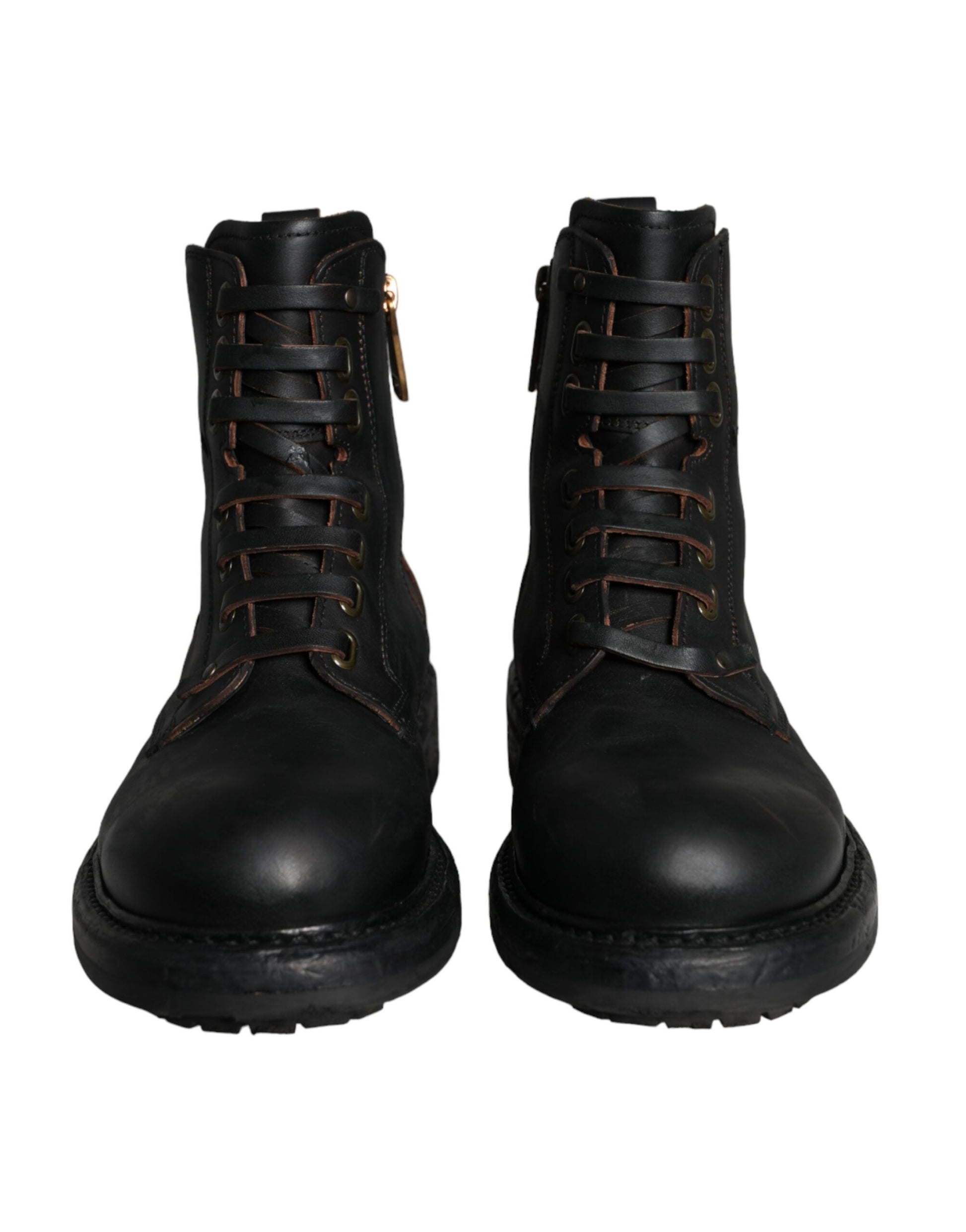 Dolce &amp; Gabbana – Schwarze Schnürstiefeletten mit halbhohem Schaft Herren Schuhe