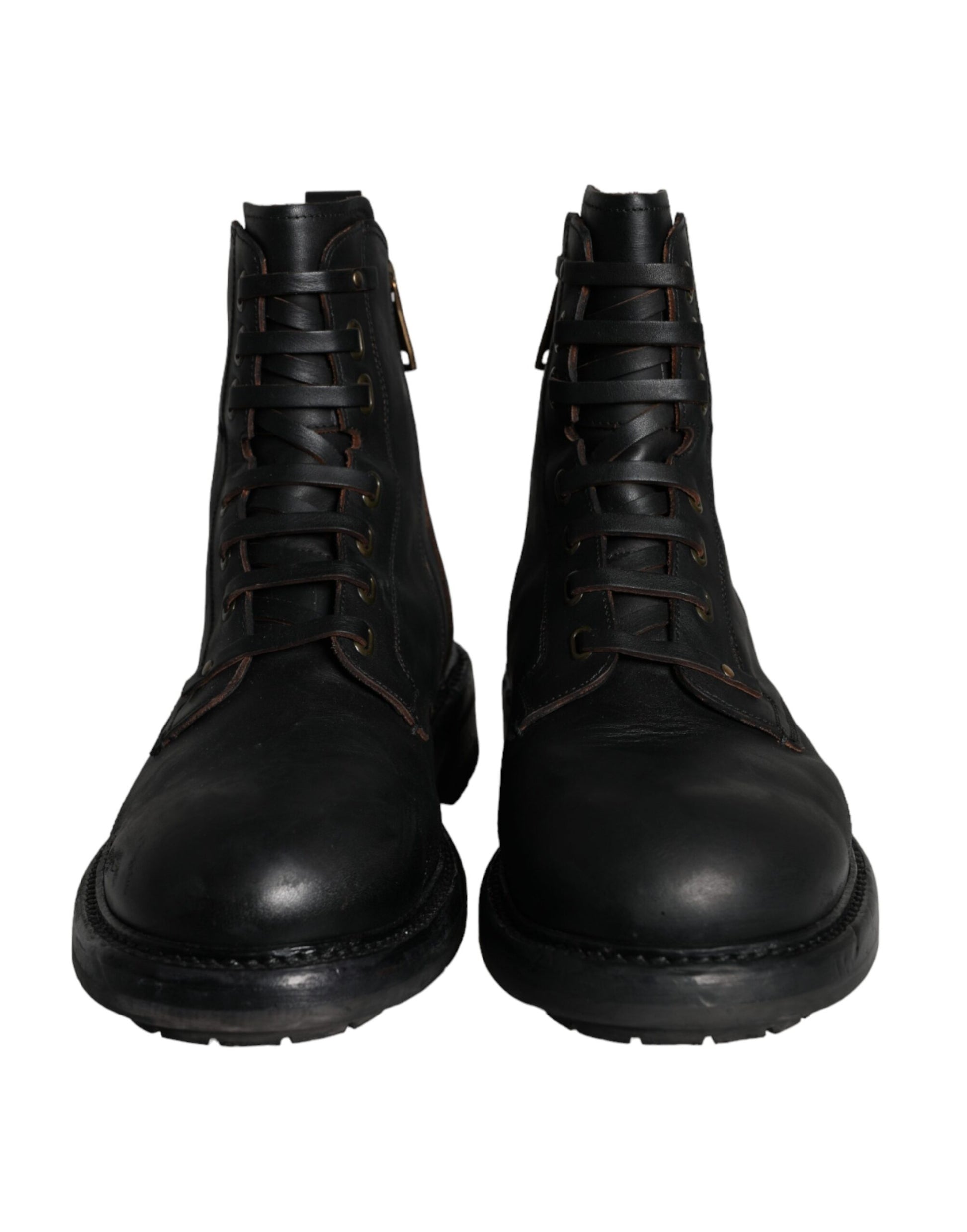 Dolce &amp; Gabbana – Schwarze Schnürstiefeletten mit halbhohem Schaft Herren Schuhe