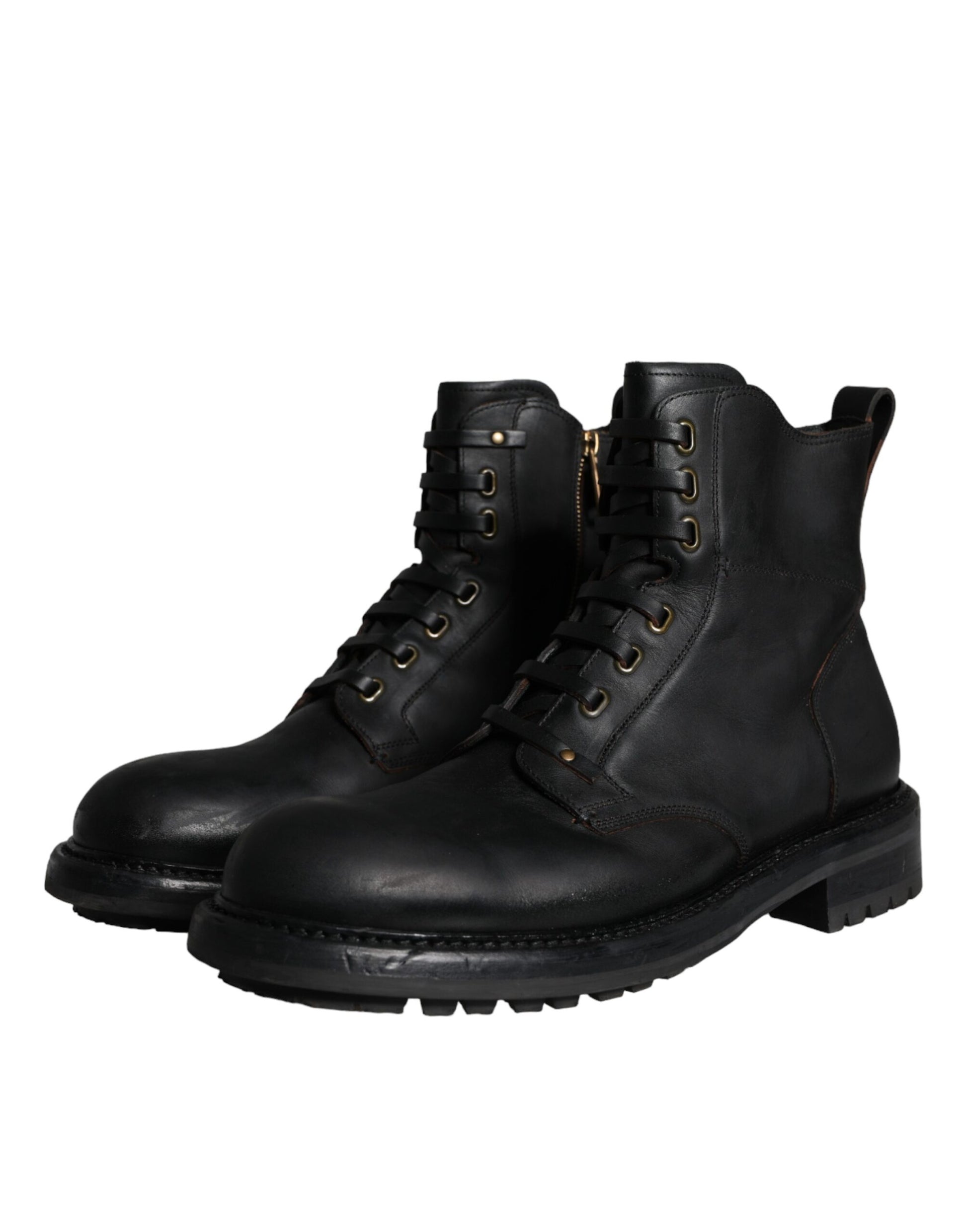 Dolce &amp; Gabbana – Schwarze Schnürstiefeletten mit halbhohem Schaft Herren Schuhe