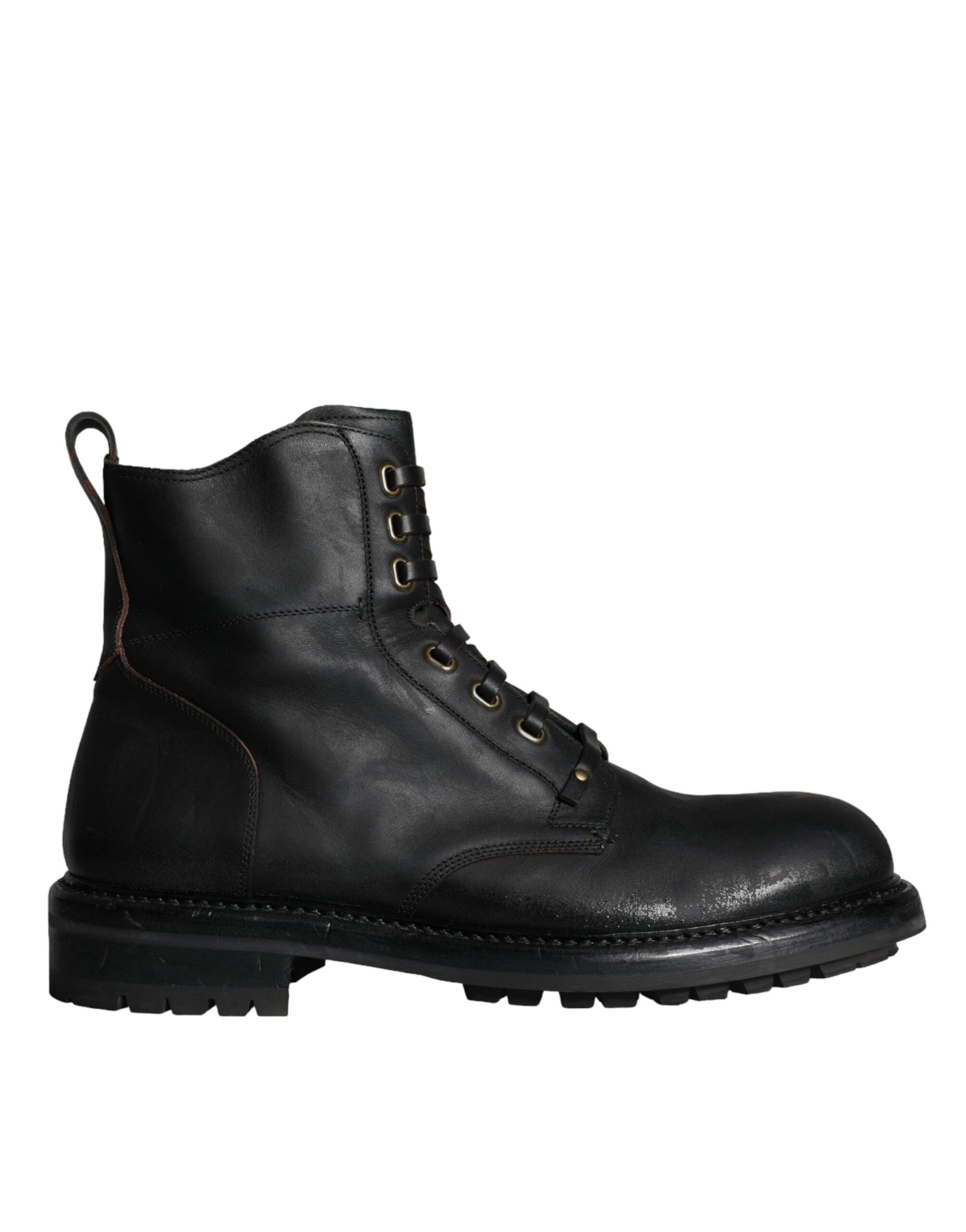 Dolce &amp; Gabbana – Schwarze Schnürstiefeletten mit halbhohem Schaft Herren Schuhe