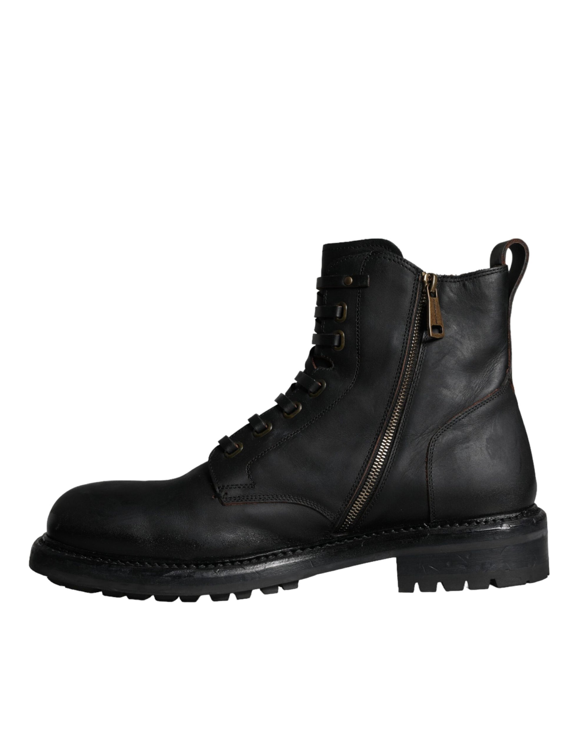 Dolce &amp; Gabbana – Schwarze Schnürstiefeletten mit halbhohem Schaft Herren Schuhe