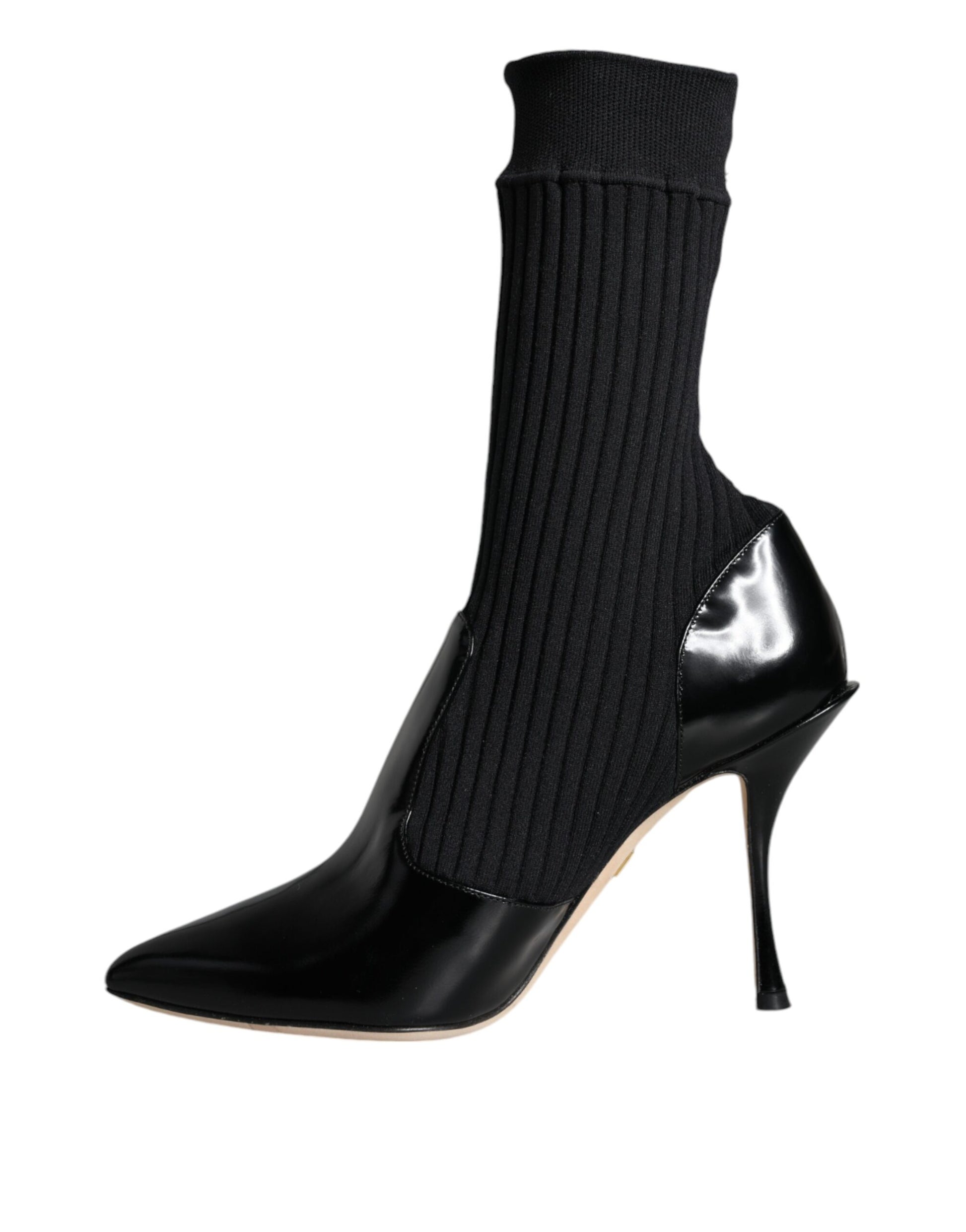 Dolce &amp; Gabbana Schwarze Stretch-Stilettos-Booties-Sockenschuhe