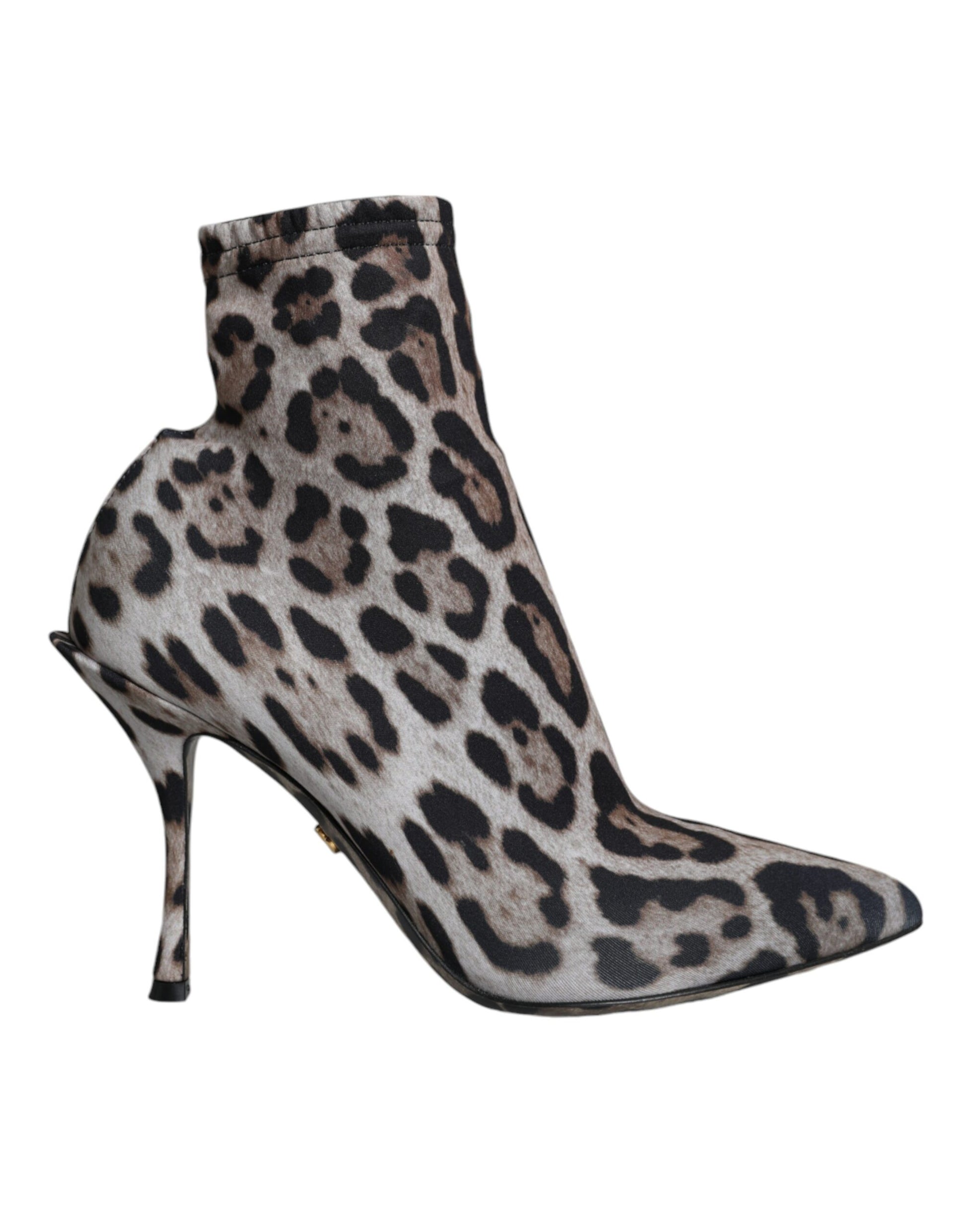 Dolce &amp; Gabbana Grau Leopard Stretch Heels Stiefeletten Schuhe