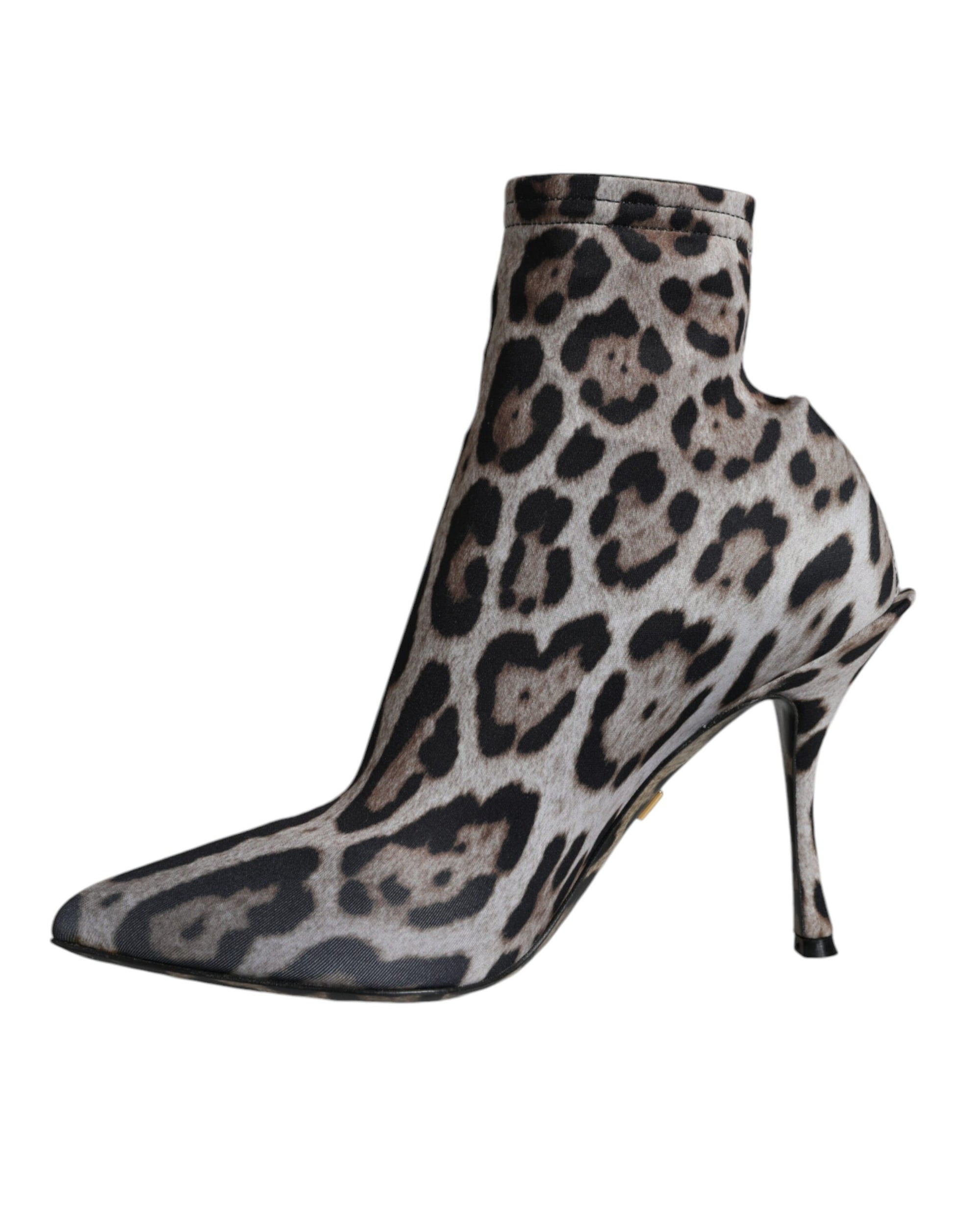 Dolce &amp; Gabbana Grau Leopard Stretch Heels Stiefeletten Schuhe