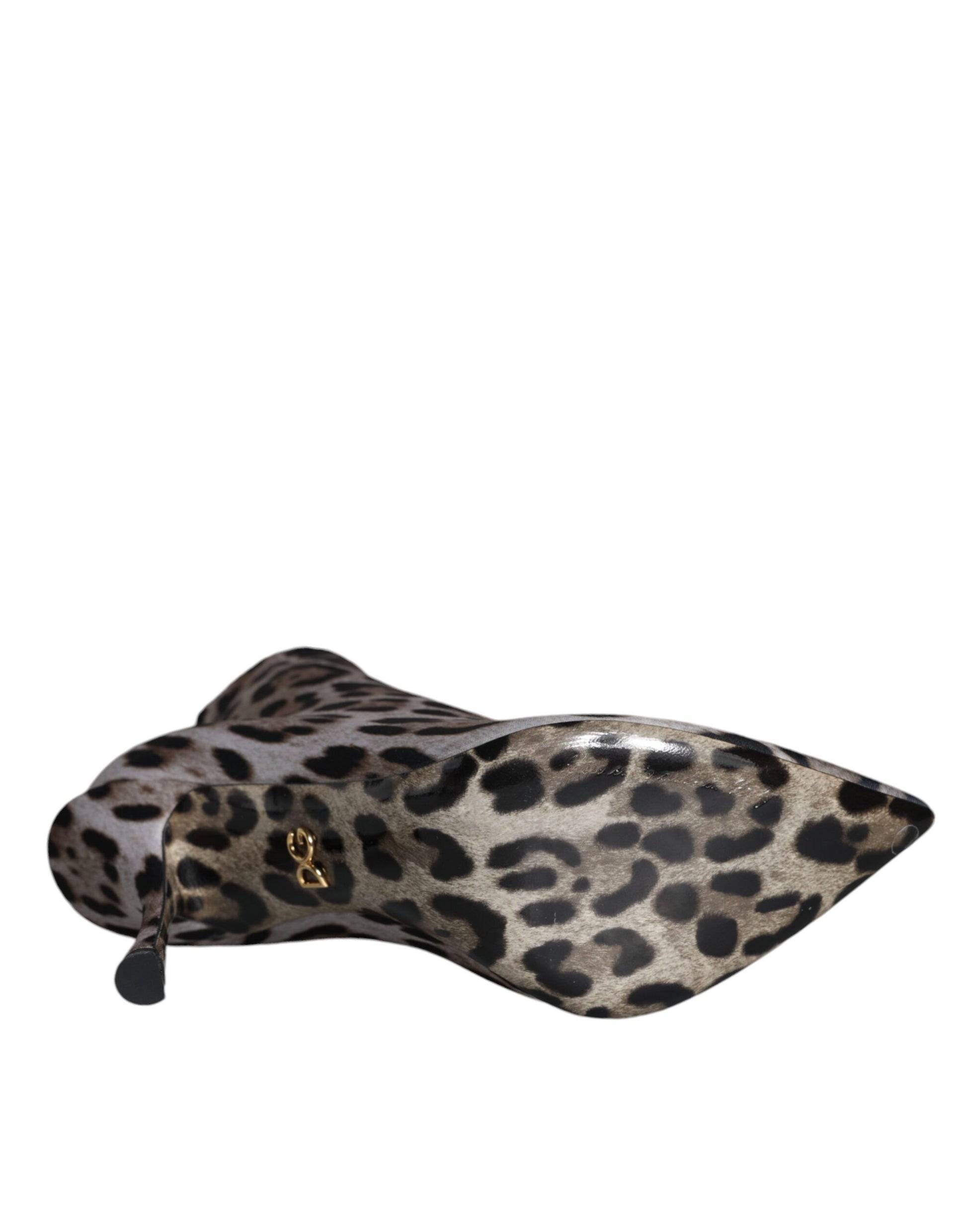Dolce &amp; Gabbana Grau Leopard Stretch Heels Stiefeletten Schuhe