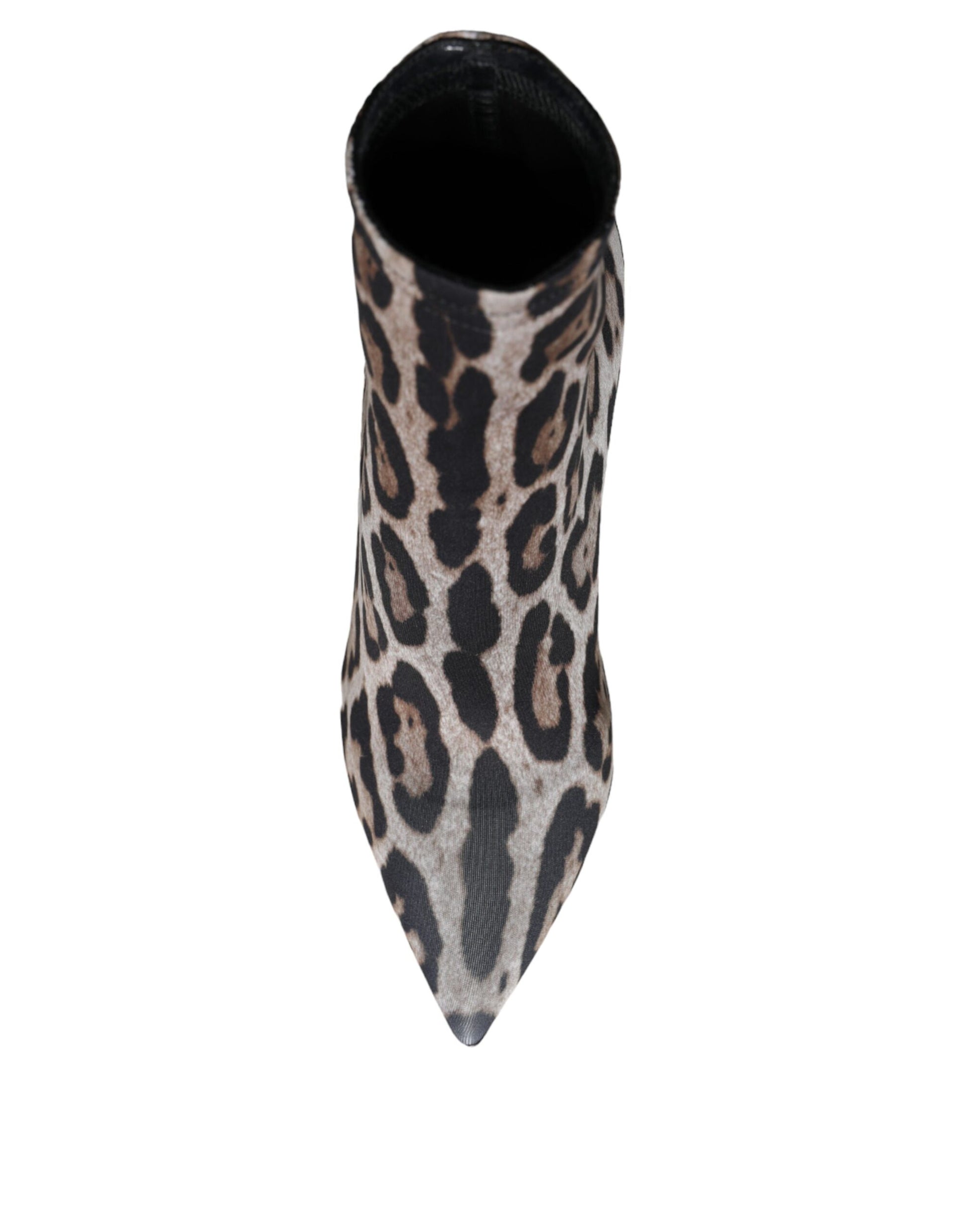 Dolce &amp; Gabbana Grau Leopard Stretch Heels Stiefeletten Schuhe
