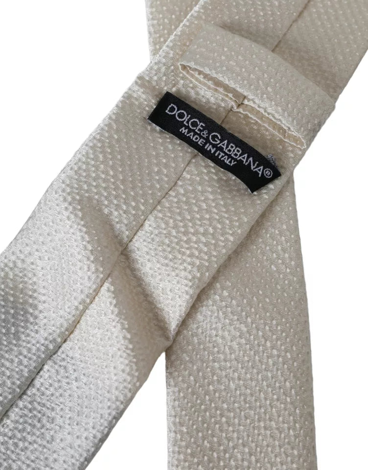 Dolce &amp; Gabbana – Verstellbare Krawatte aus 100 % Seide in Off-White für Herren
