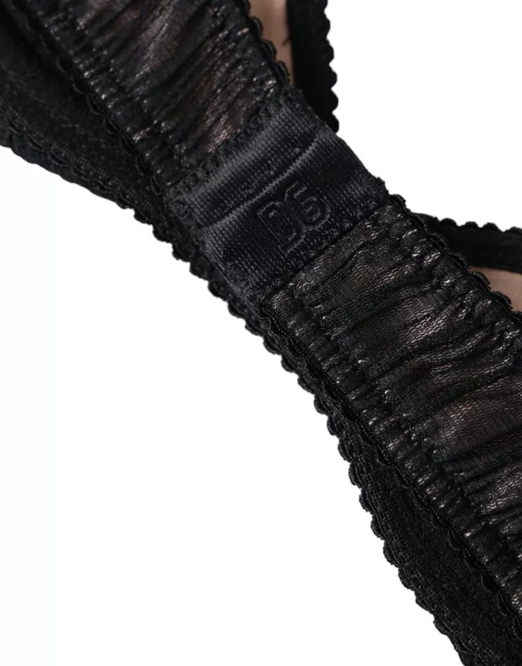 Dolce &amp; Gabbana Schwarzer Seidenstretch Balconcino-BH für Damen