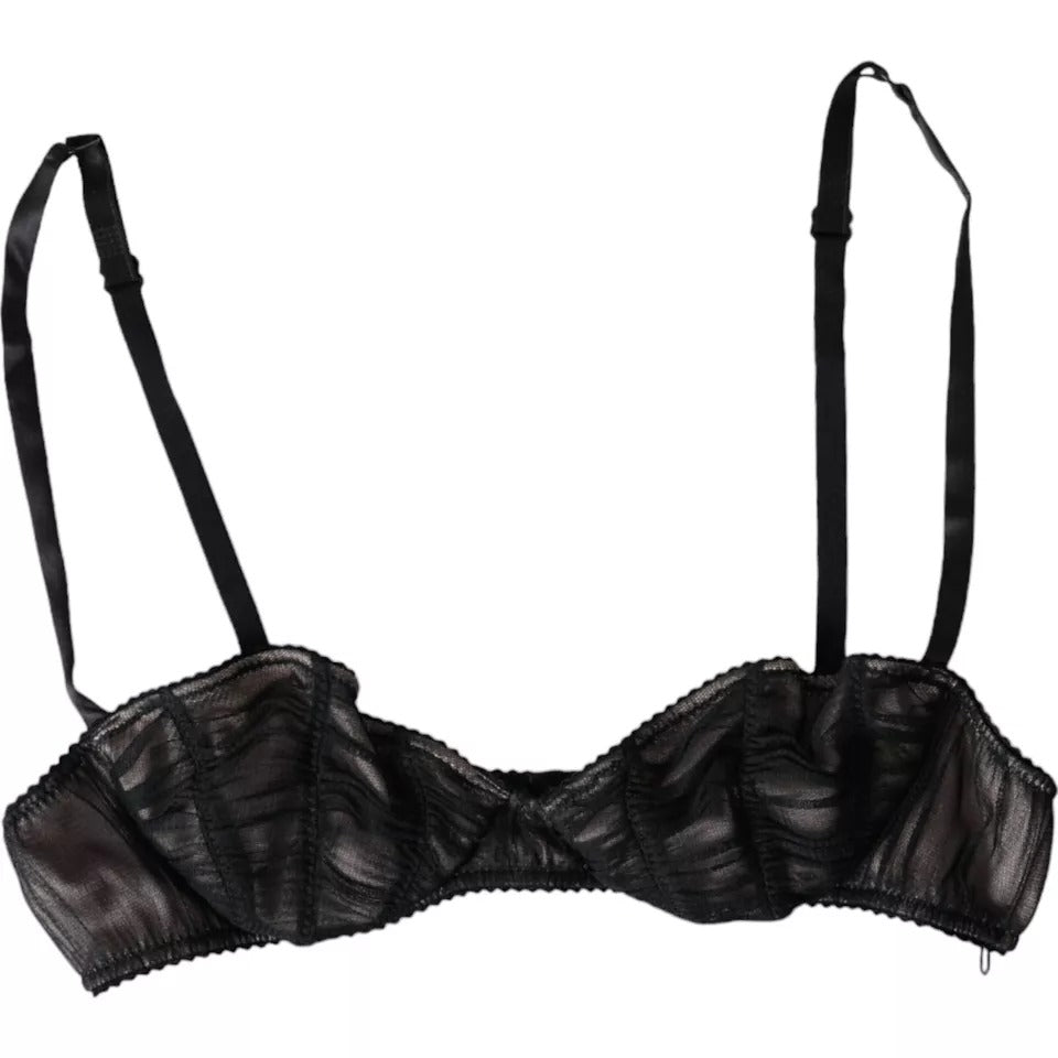 Dolce &amp; Gabbana Schwarzer Seidenstretch Balconcino-BH für Damen