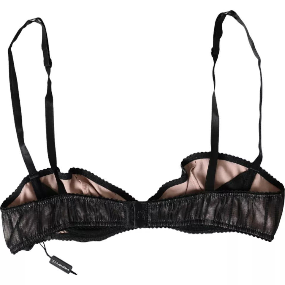 Dolce &amp; Gabbana Schwarzer Seidenstretch Balconcino-BH für Damen