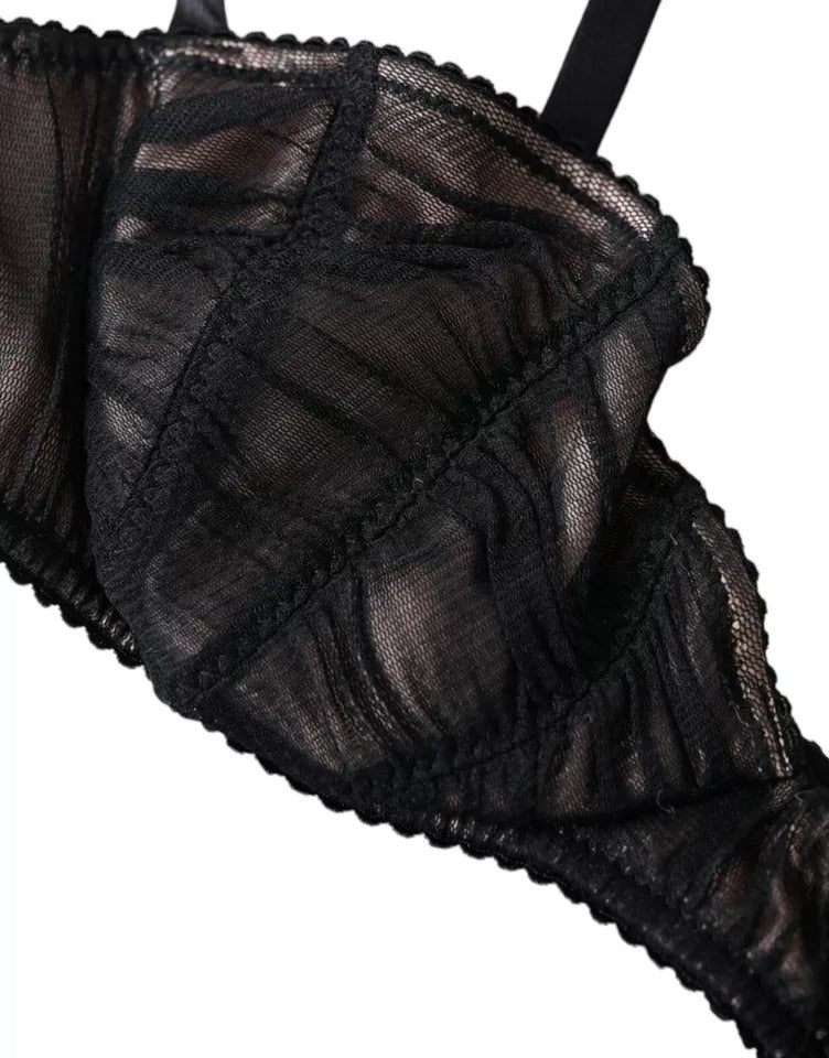 Dolce &amp; Gabbana Schwarzer Seidenstretch Balconcino-BH für Damen