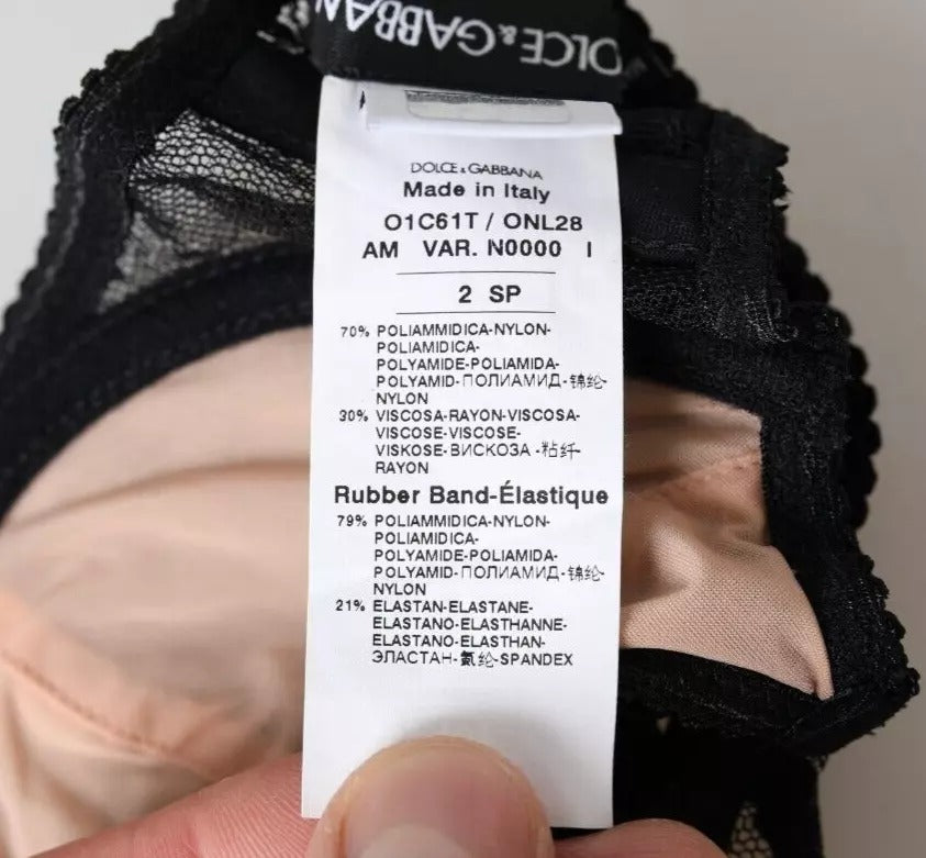 Dolce &amp; Gabbana – Balconcino-BH aus Nylon mit Blumenspitze in Schwarz