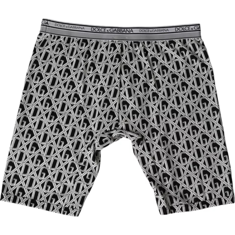Dolce &amp; Gabbana Schwarz Weiß DG Logo Baumwolle Stretch Radlerhose Herren