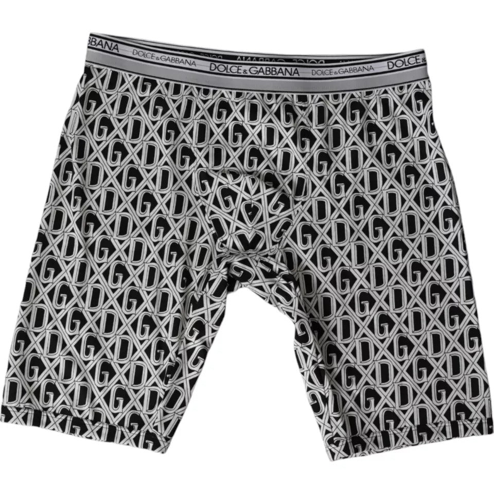 Dolce &amp; Gabbana Schwarz Weiß DG Logo Baumwolle Stretch Radlerhose Herren