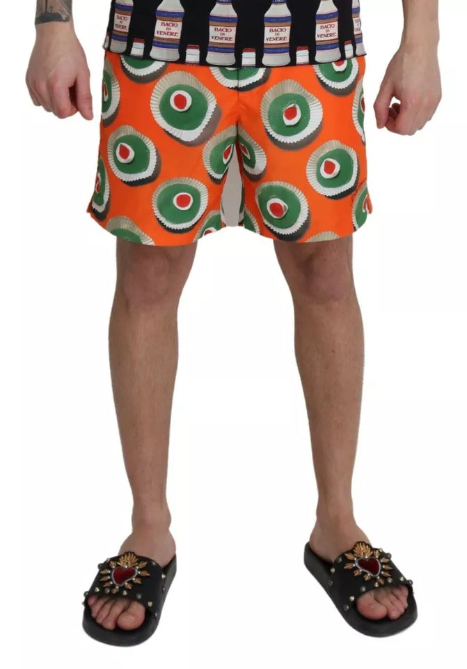 Dolce &amp; Gabbana Orange Cupcake Beachwear Shorts Bademode