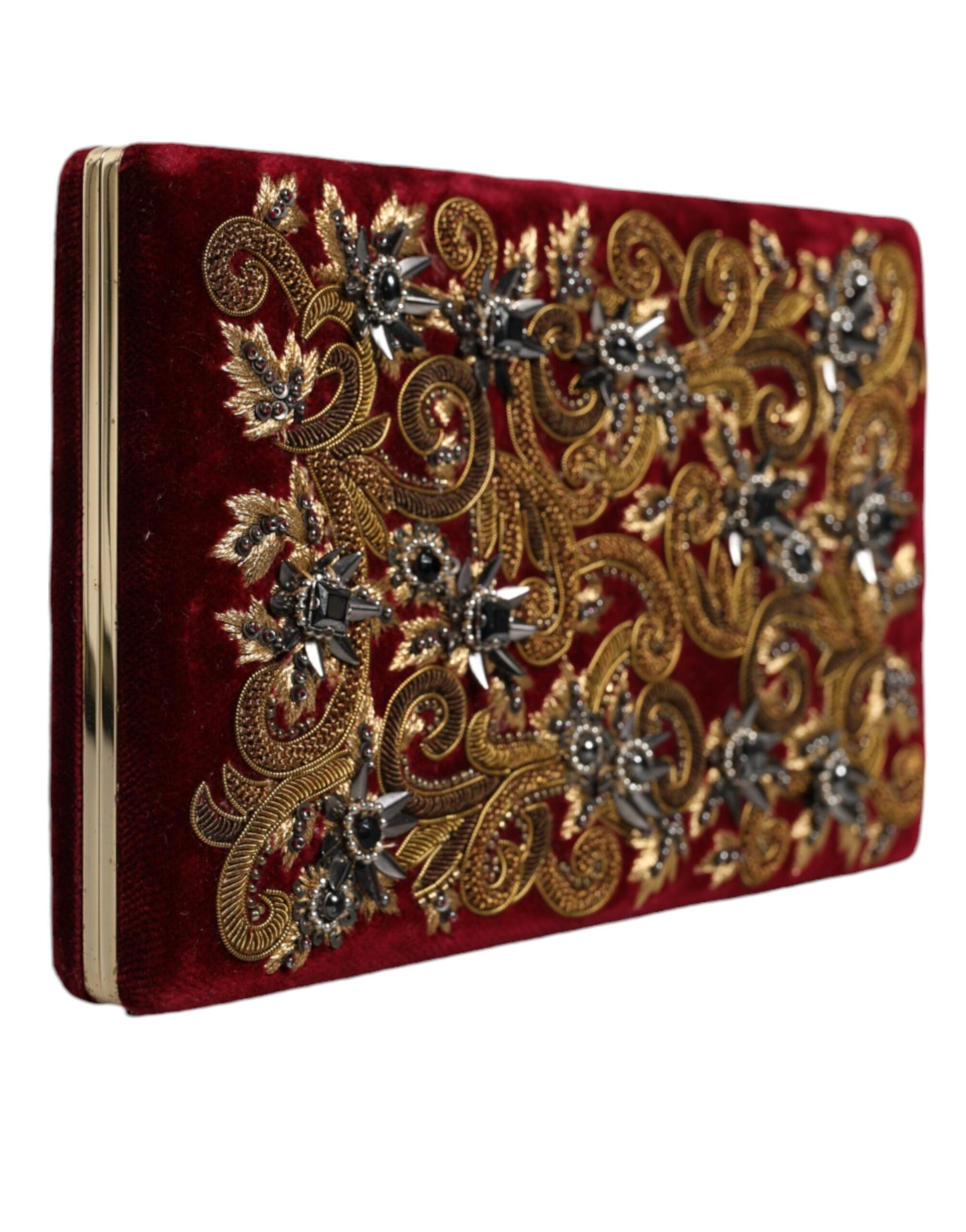 Dolce &amp; Gabbana Roter Samt Goldrahmen Clutch Abend Party Handtasche