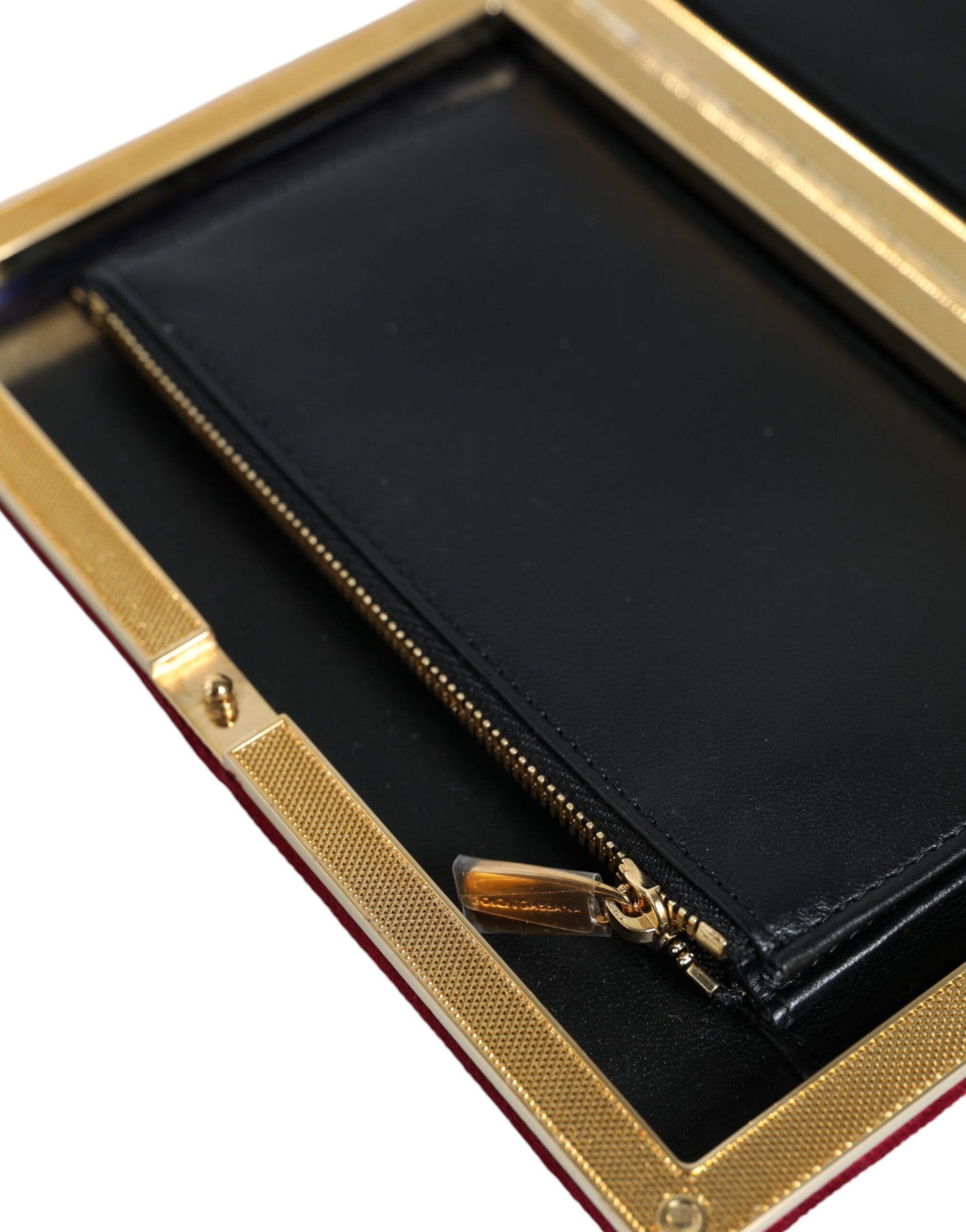 Dolce &amp; Gabbana Roter Samt Goldrahmen Clutch Abend Party Handtasche