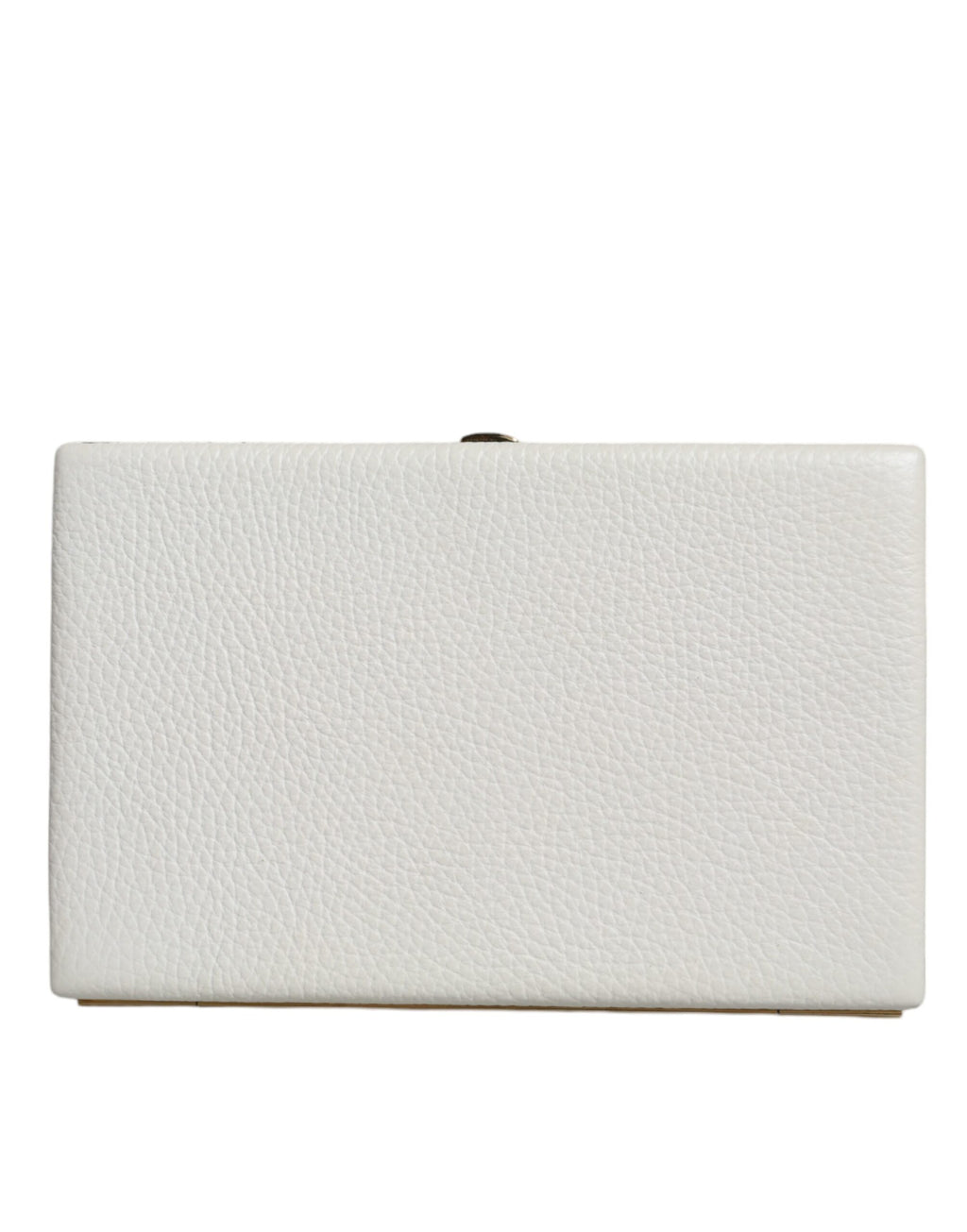 Dolce &amp; Gabbana Clutch aus weißem Leder mit goldenem Rahmen, Abendtasche