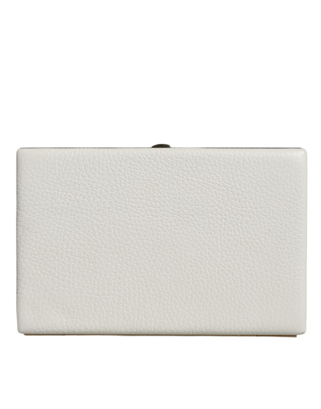 Dolce &amp; Gabbana Clutch aus weißem Leder mit goldenem Rahmen, Abendtasche