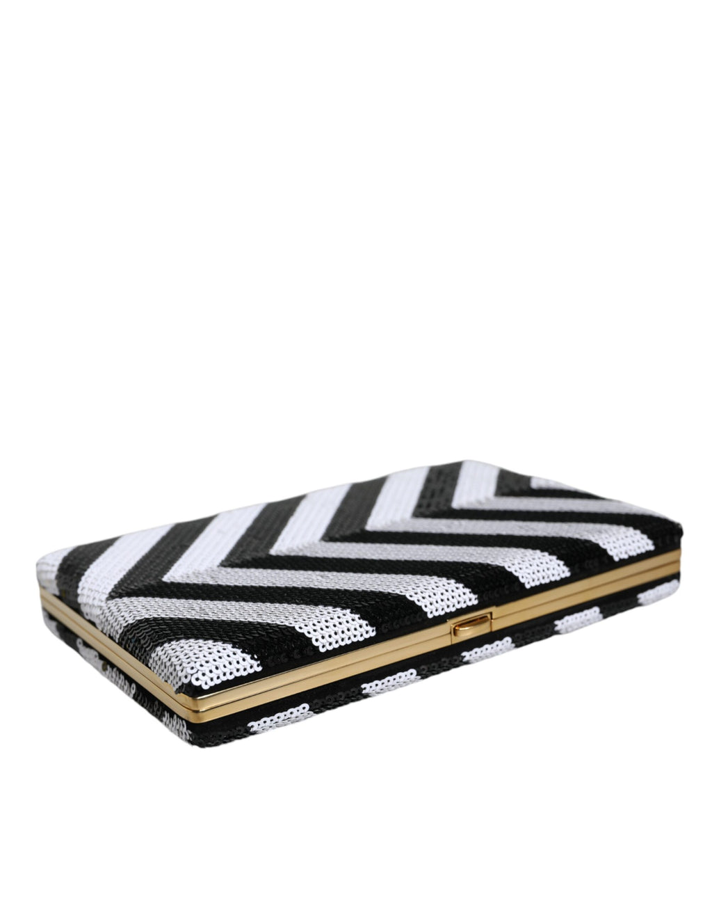 Dolce &amp; Gabbana Schwarz Weiß Gold Rahmen Clutch Abend Party Handtasche Tasche
