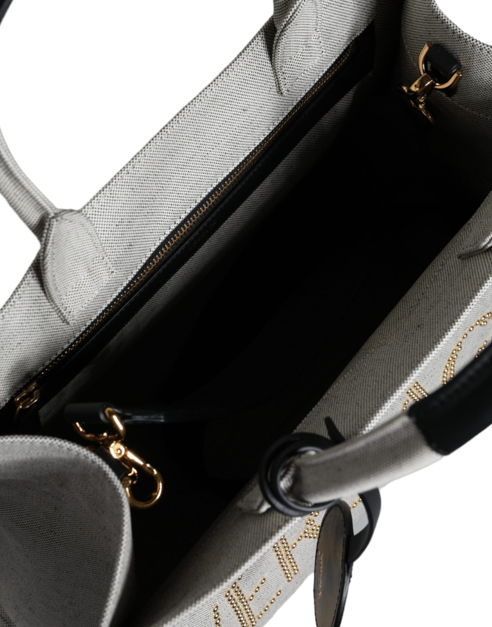 Versace – Weiße Umhängetasche aus Canvas und Leder mit Logo