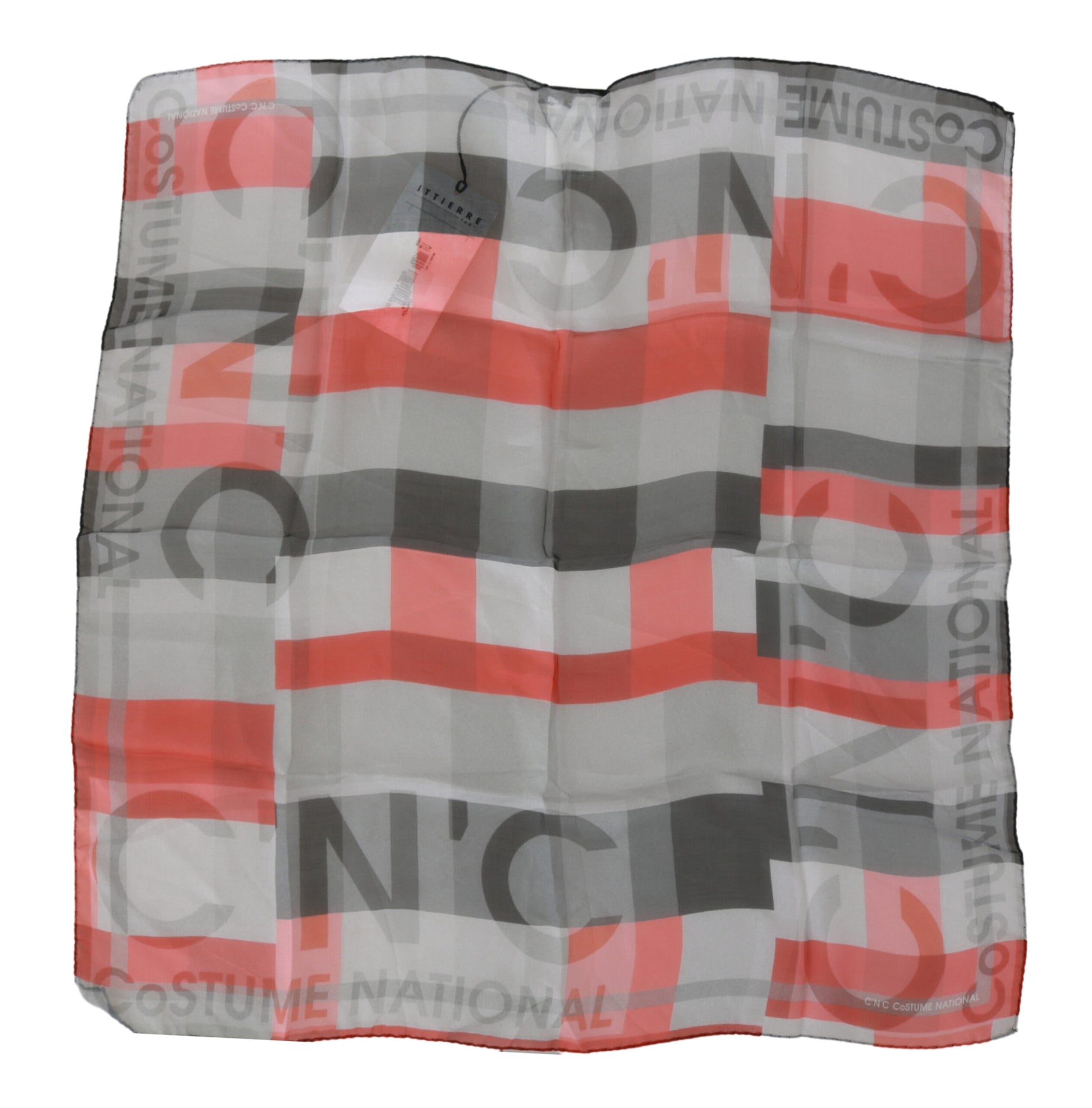 Costume National – Markenschal aus 100 % Seide, Grau/Rot