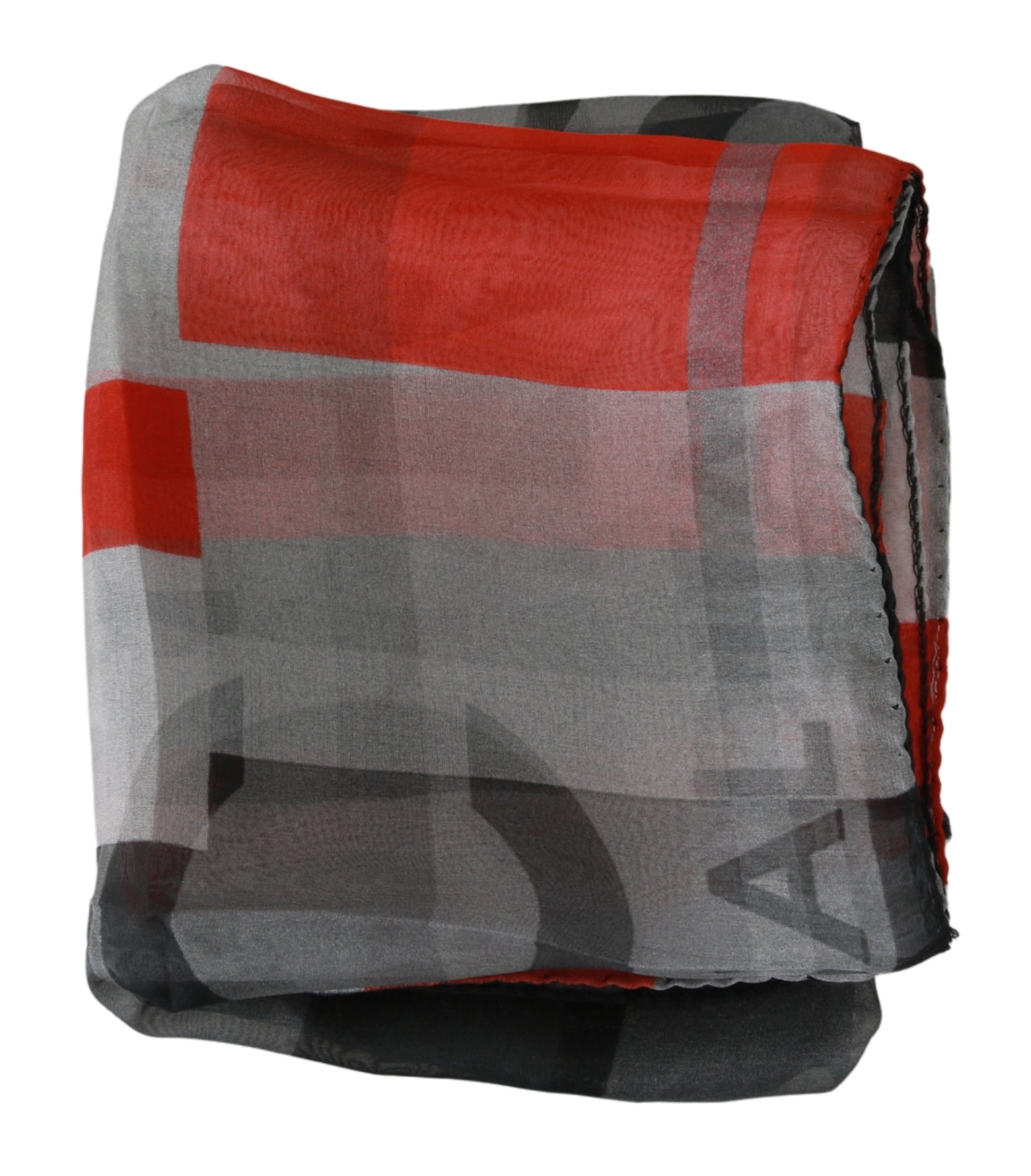 Costume National – Markenschal aus 100 % Seide, Grau/Rot