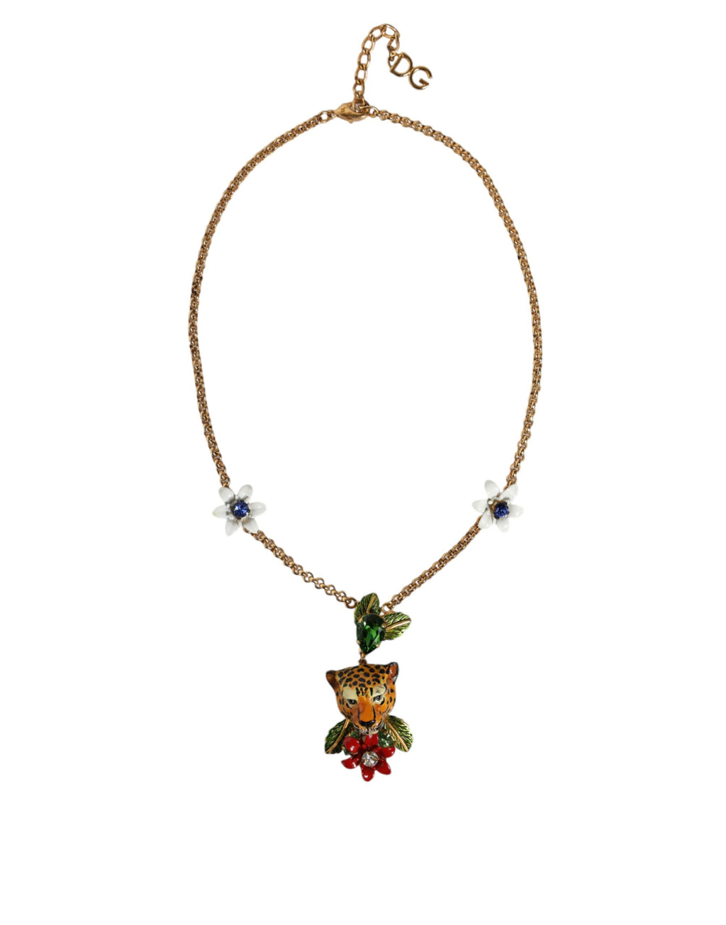 Dolce &amp; Gabbana – Statement-Halskette aus goldenem Messing mit Leopardenblumenverzierung