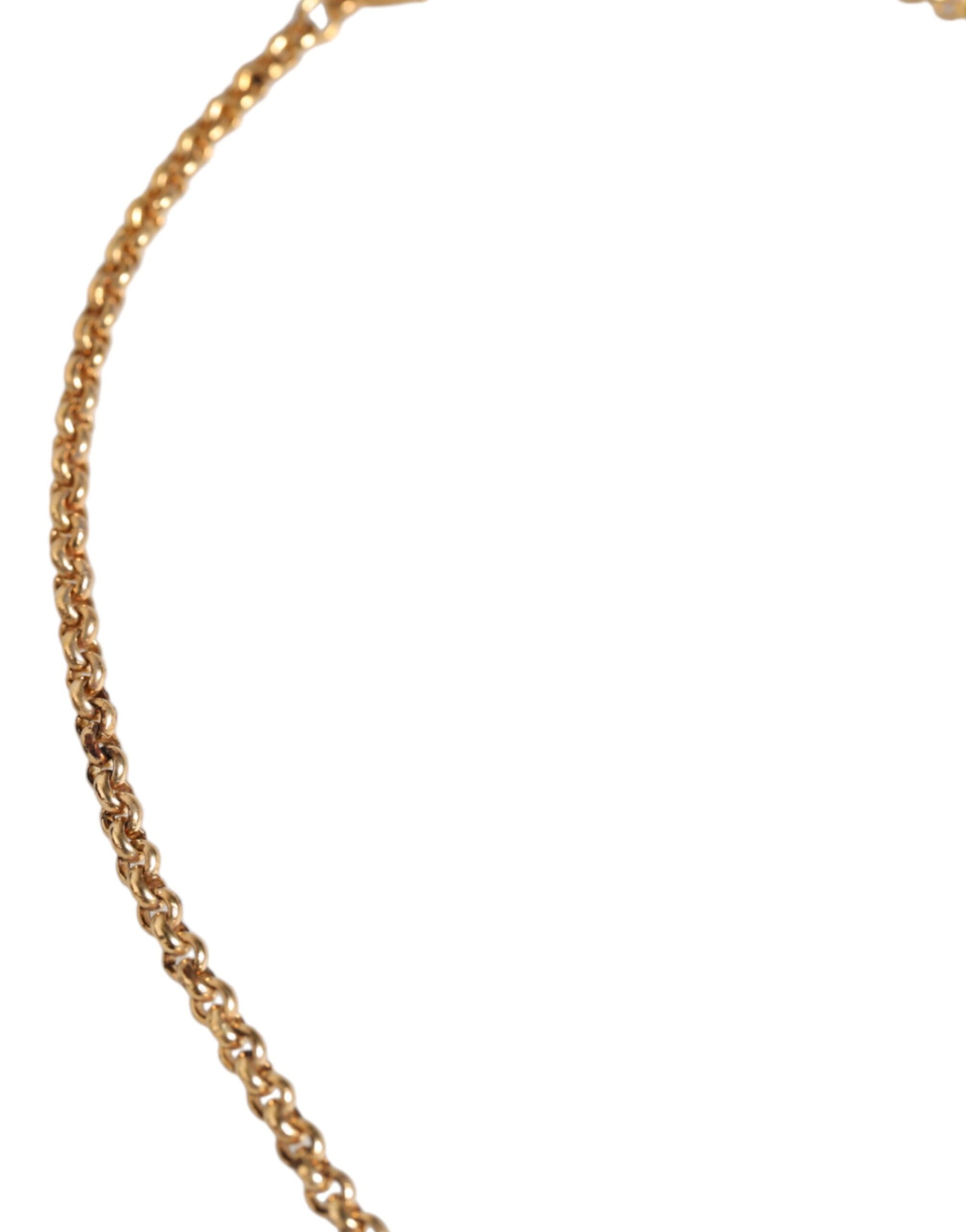 Dolce &amp; Gabbana – Statement-Halskette aus goldenem Messing mit Leopardenblumenverzierung