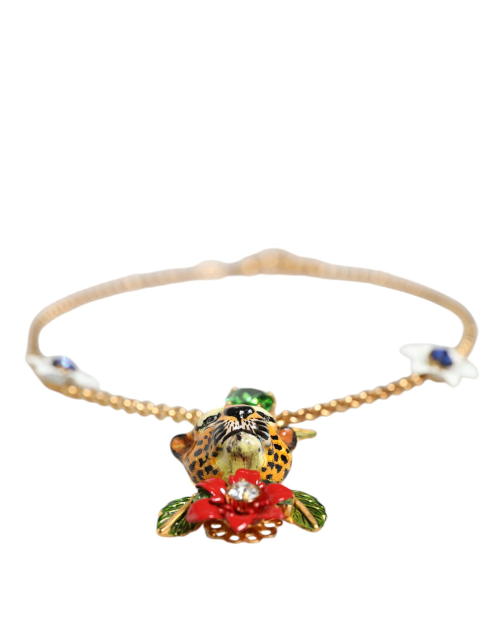 Dolce &amp; Gabbana – Statement-Halskette aus goldenem Messing mit Leopardenblumenverzierung