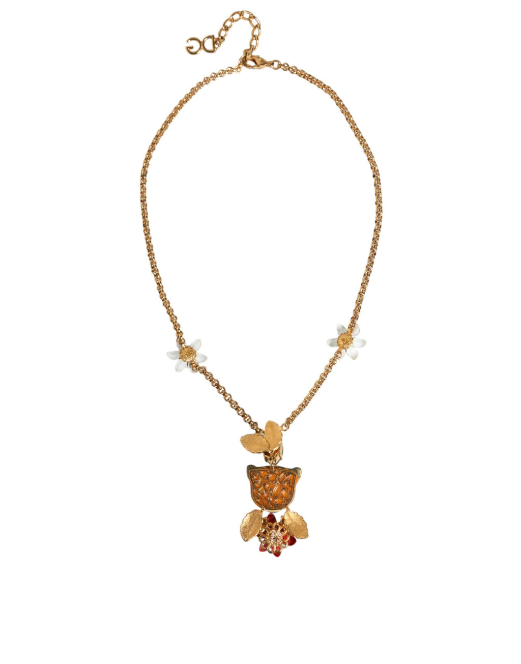 Dolce &amp; Gabbana – Statement-Halskette aus goldenem Messing mit Leopardenblumenverzierung