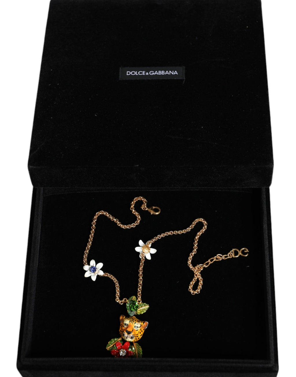 Dolce &amp; Gabbana – Statement-Halskette aus goldenem Messing mit Leopardenblumenverzierung