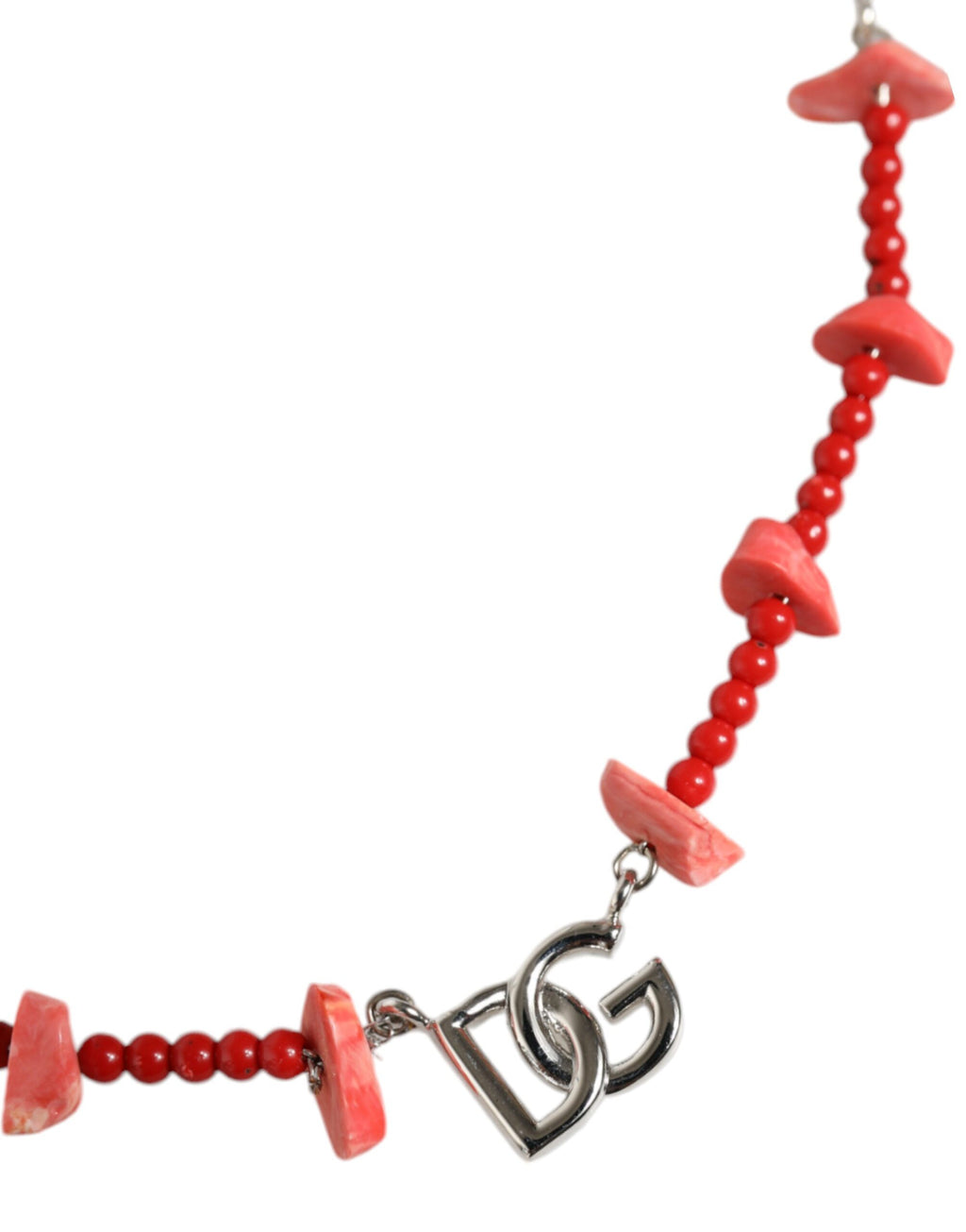 Dolce &amp; Gabbana – Halskette mit DG-Logo aus silberfarbenem Messing und Harzperlen
