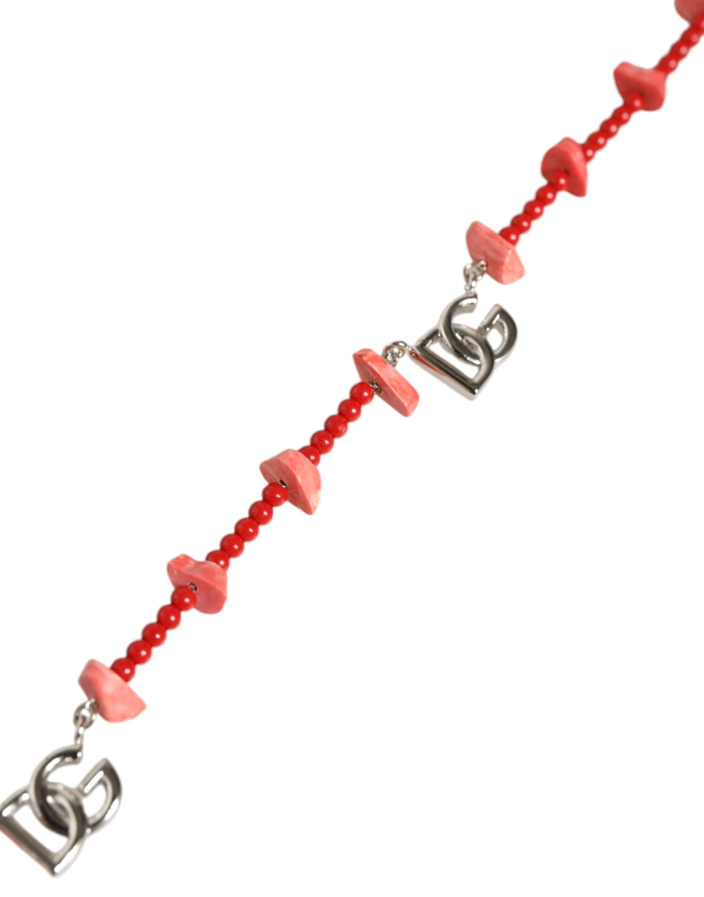 Dolce &amp; Gabbana – Halskette mit DG-Logo aus silberfarbenem Messing und Harzperlen