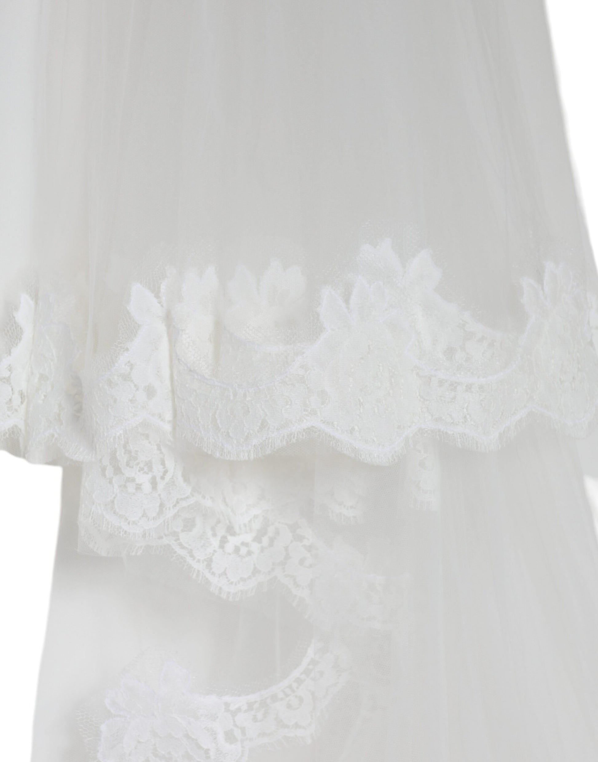 Dolce &amp; Gabbana – Weißer Brautschleier aus floraler Spitze und Nylon in Bodenlänge
