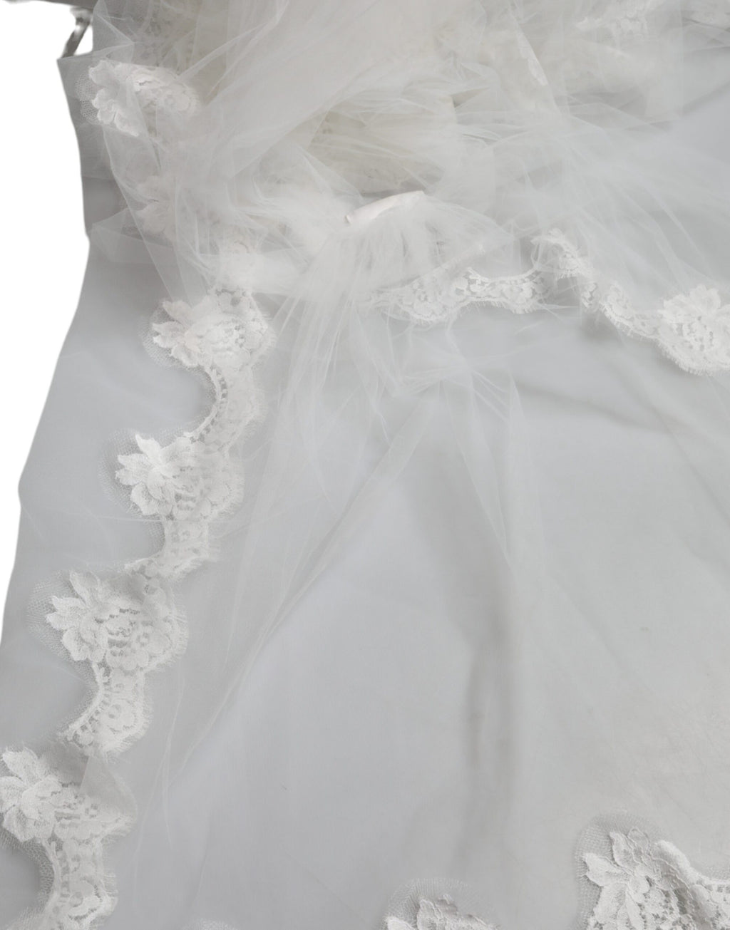 Dolce &amp; Gabbana – Weißer Brautschleier aus floraler Spitze und Nylon in Bodenlänge