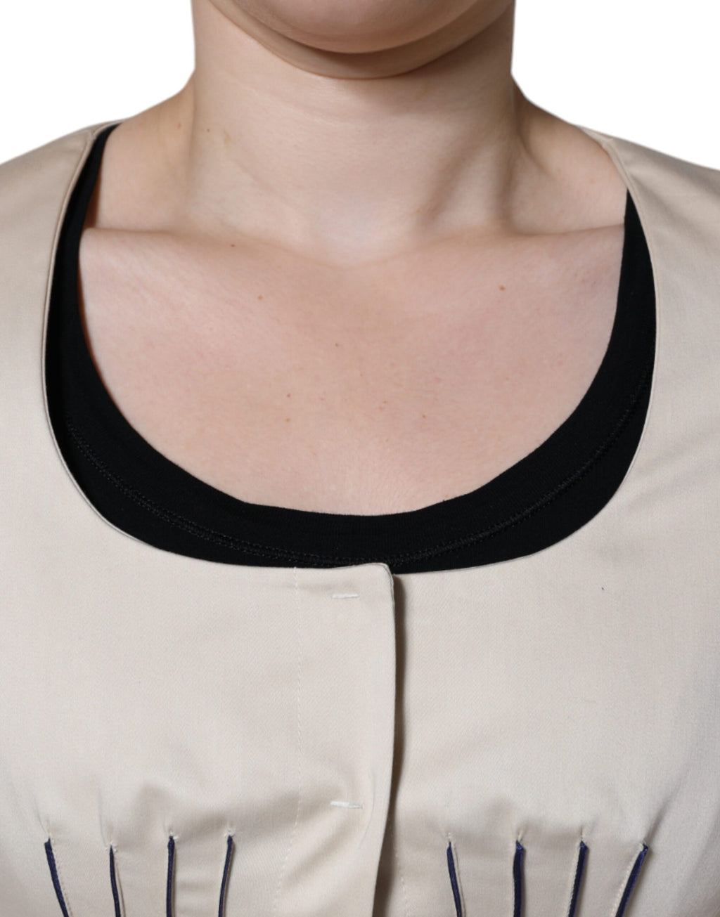 Valentino Beige Blazerjacke aus Baumwolle mit langen Ärmeln und Rundhalsausschnitt