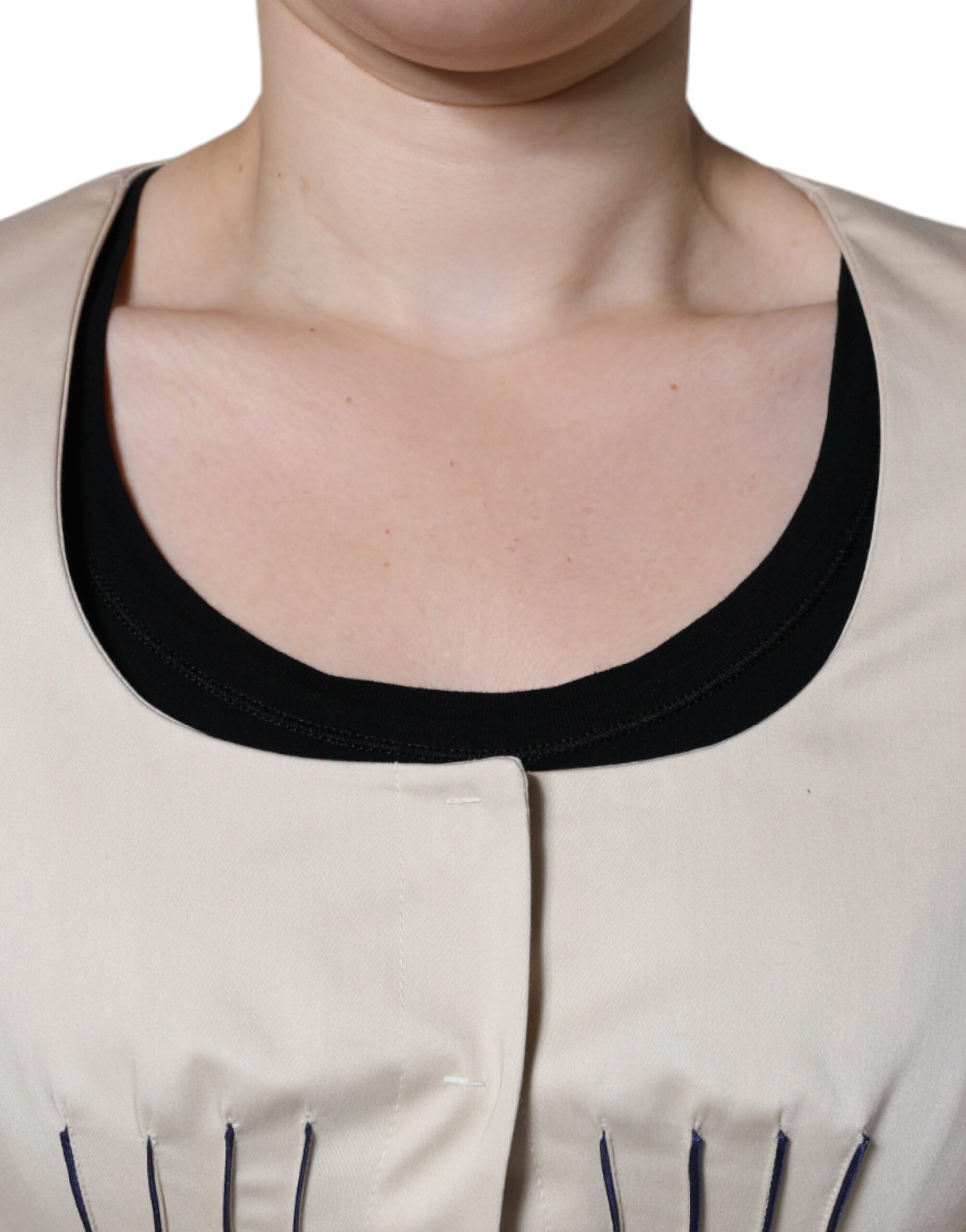 Valentino Beige Blazerjacke aus Baumwolle mit langen Ärmeln und Rundhalsausschnitt