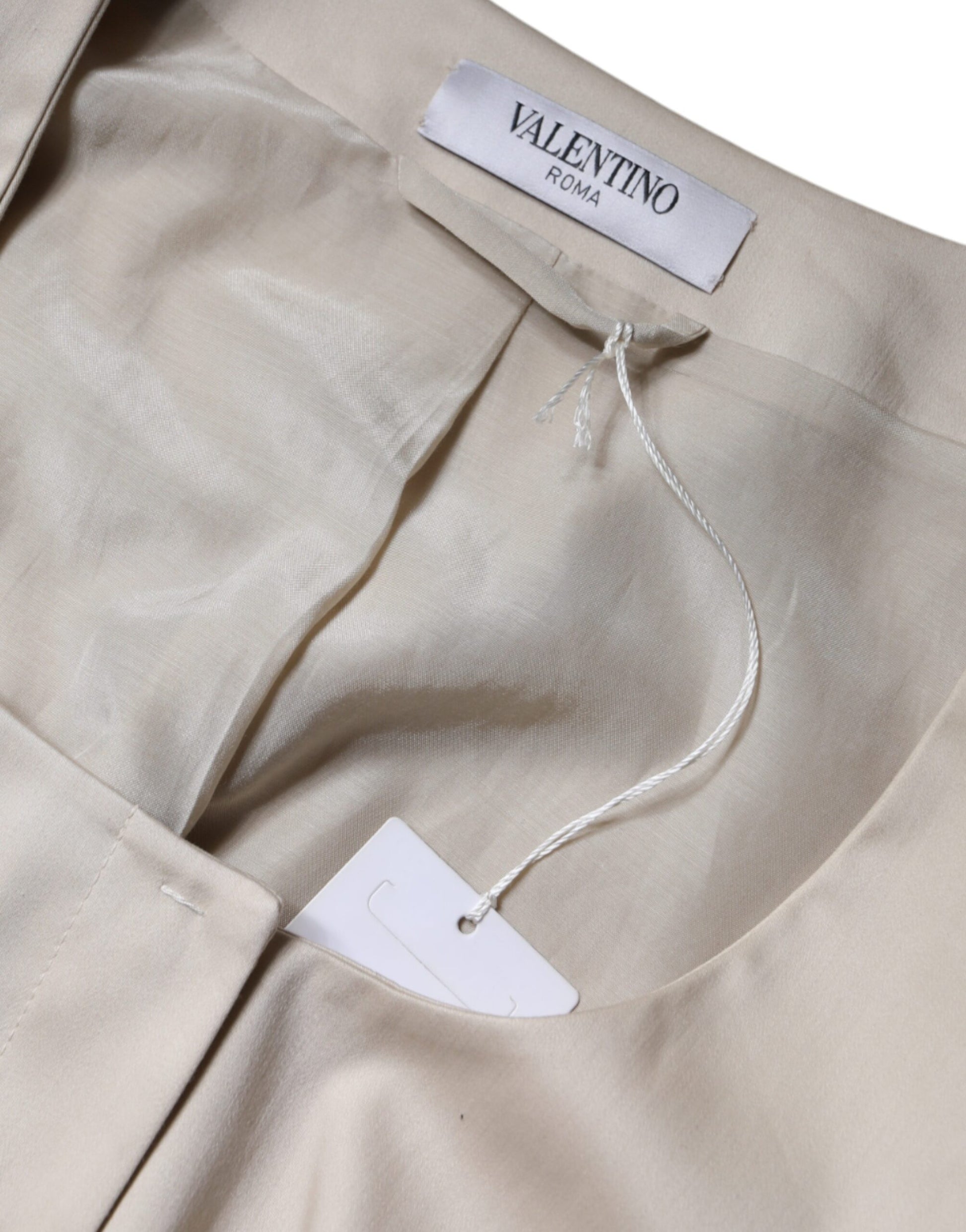 Valentino Beige Blazerjacke aus Baumwolle mit langen Ärmeln und Rundhalsausschnitt
