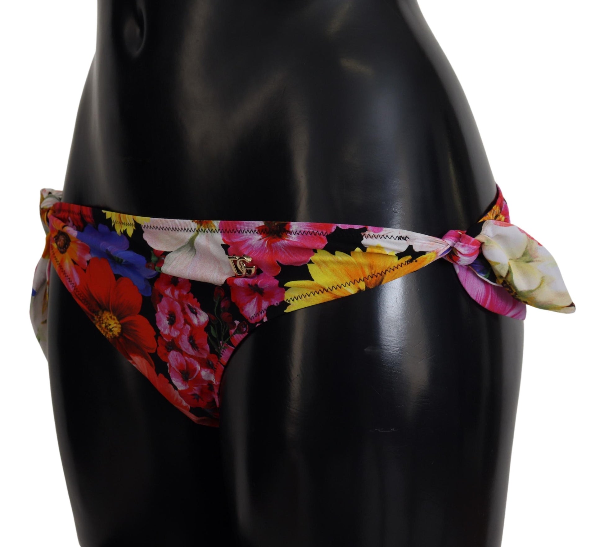 Dolce &amp; Gabbana – Schwarzer Badeanzug mit Blumenmuster und Bikinihose